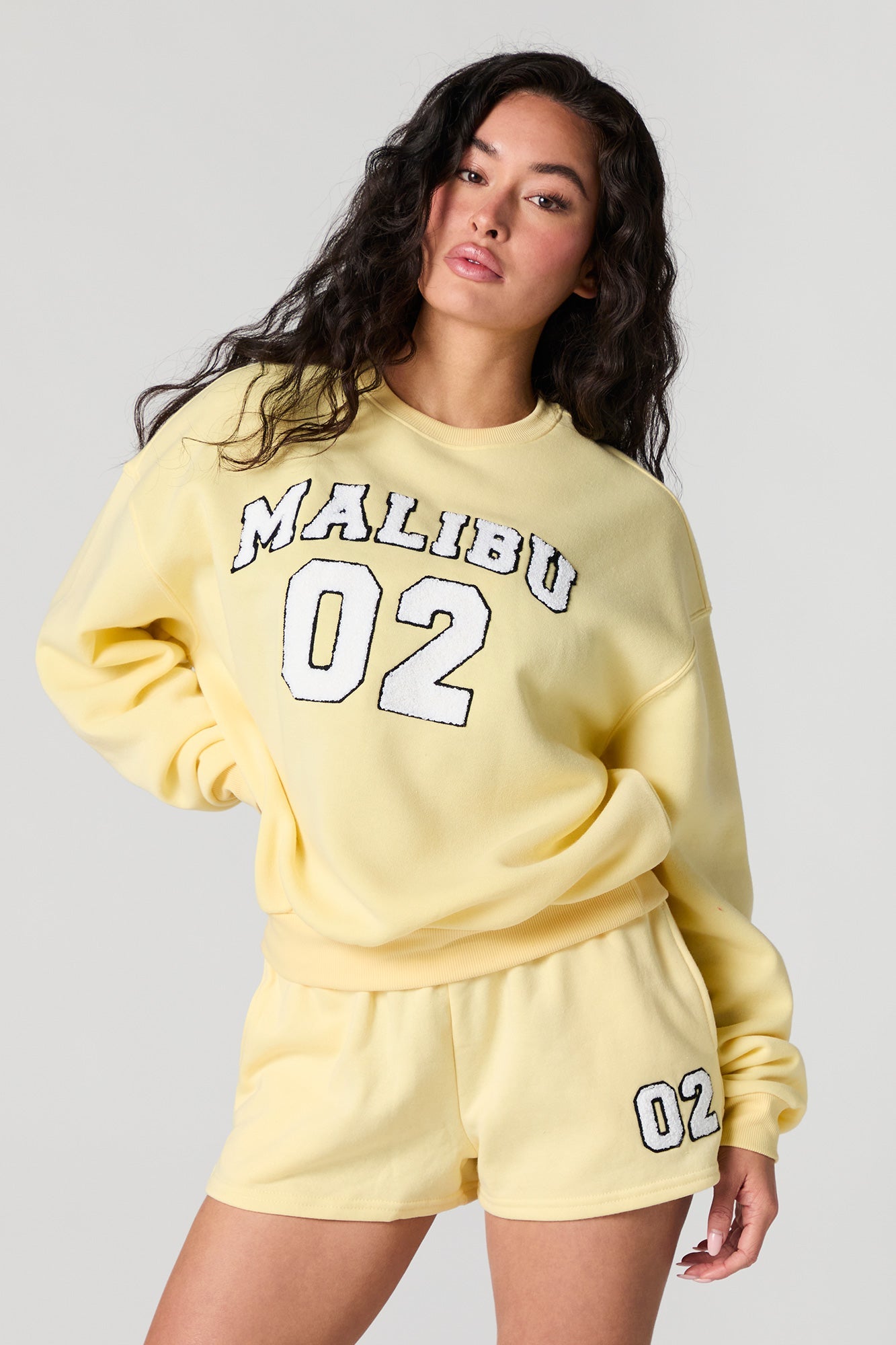 02 Chenille Embroidered Fleece Short