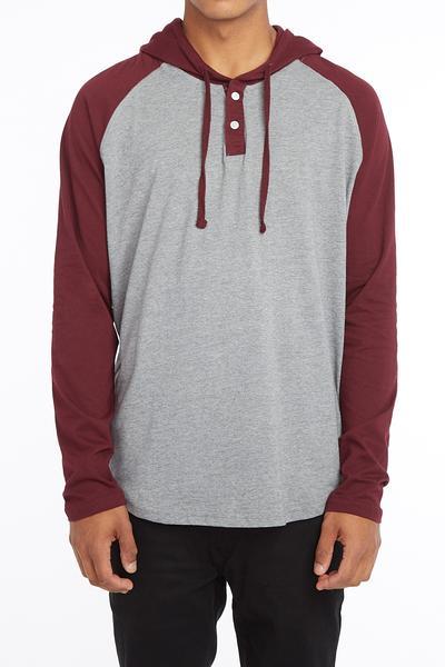 West49 Guys Contrast Henley Hooded Long Sleeve