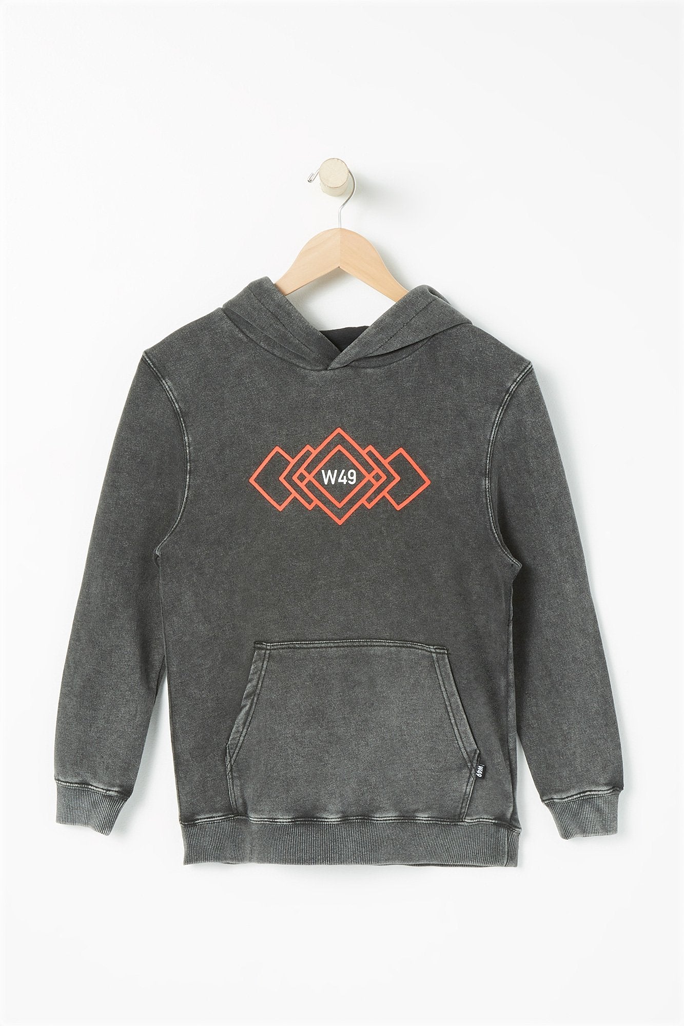 West49 Youth Acid Wash Graphic Leaf Print Popover Hoodie
