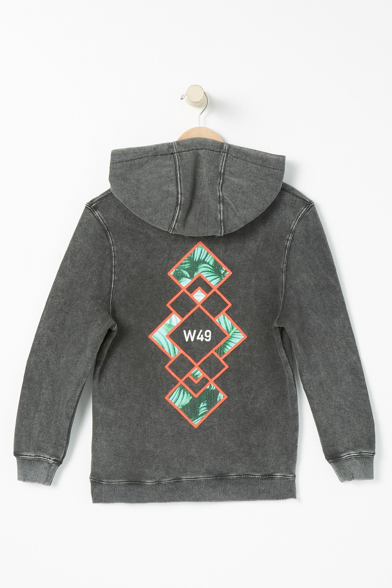 West49 Youth Acid Wash Graphic Leaf Print Popover Hoodie