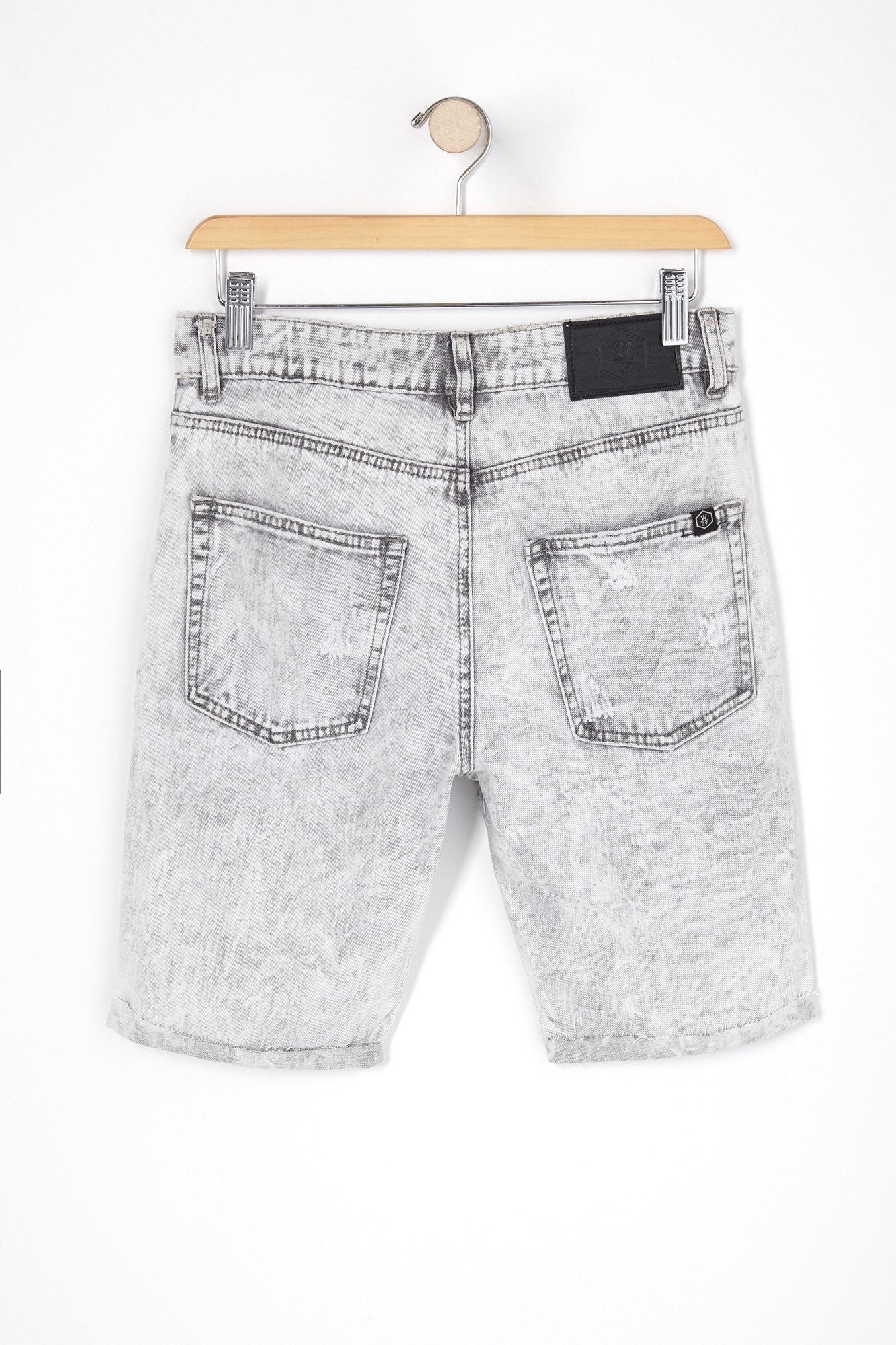 West49 Youth Destroyed Grey Acid Wash Denim Shorts