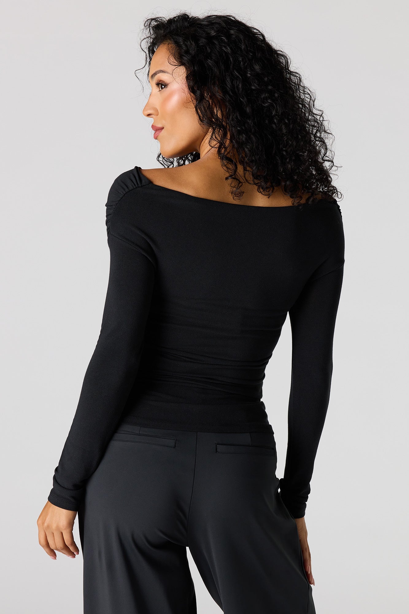 Ruched Surplice Off Shoulder Top