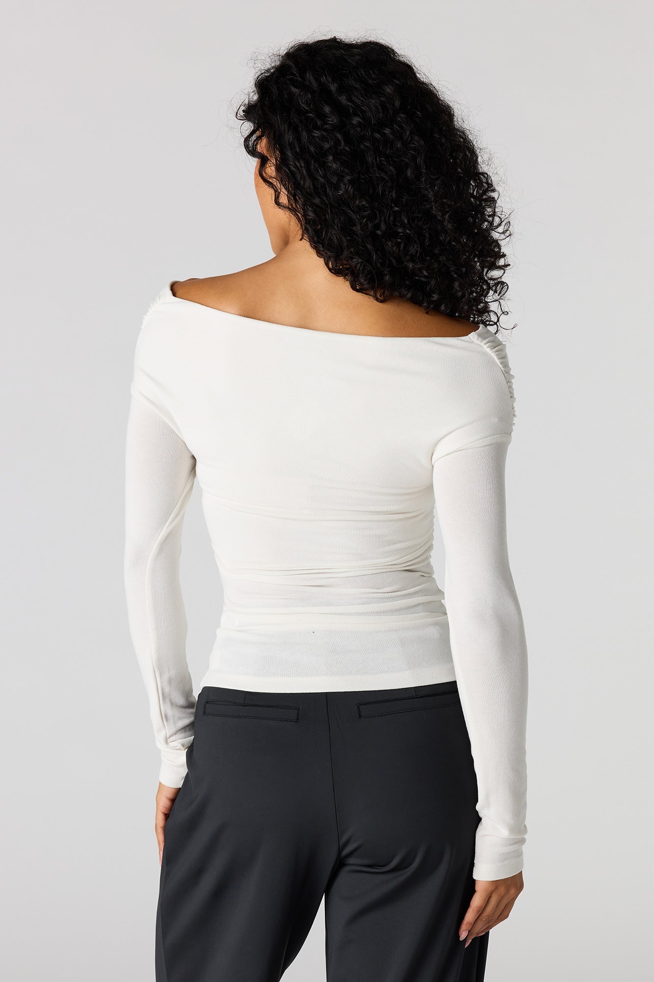 Ruched Surplice Off Shoulder Top