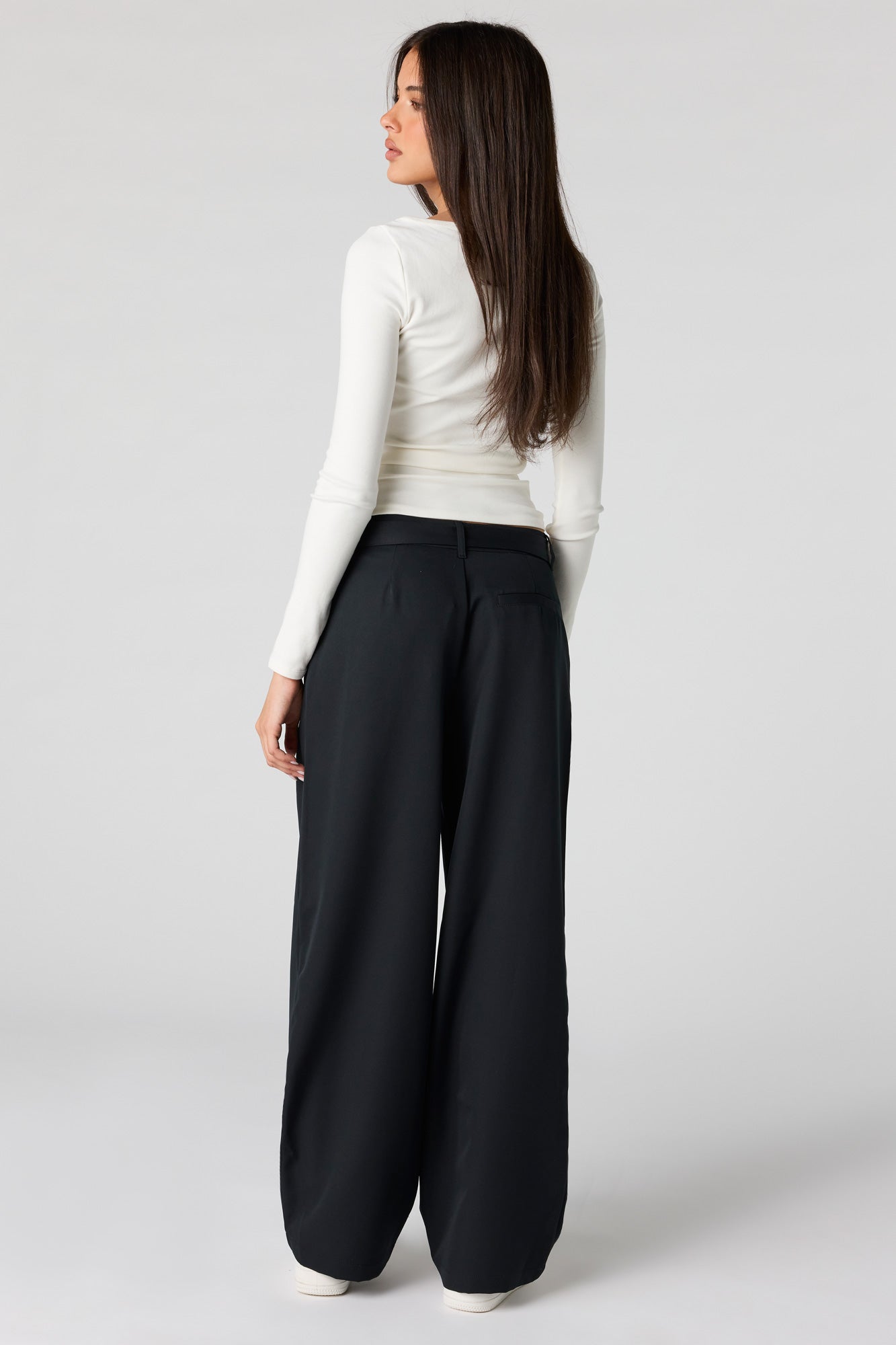 Belted Wide Leg Dress Pant
