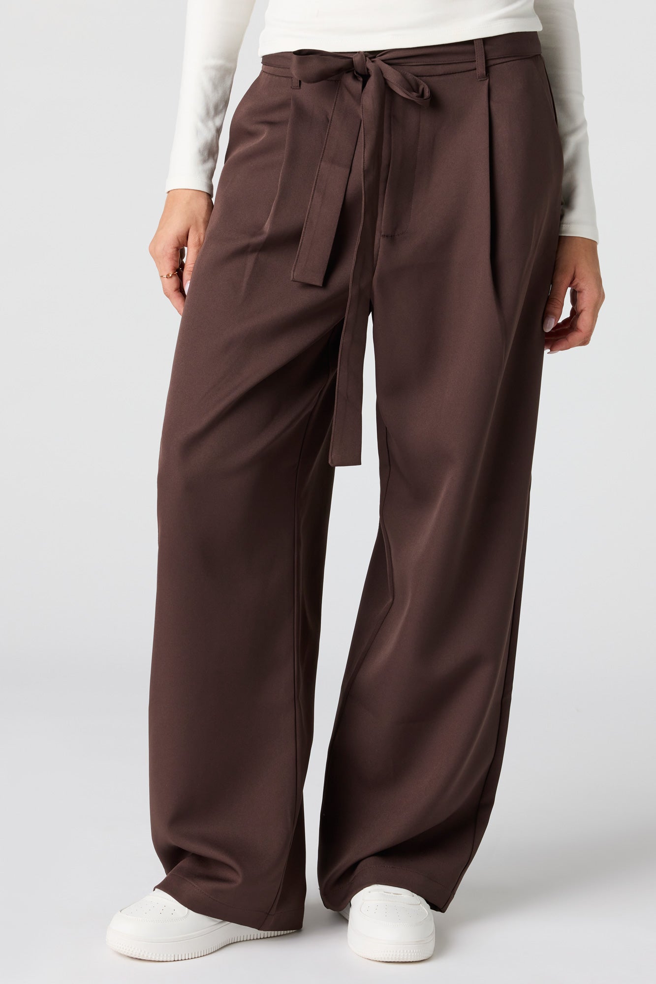 Belted Wide Leg Dress Pant
