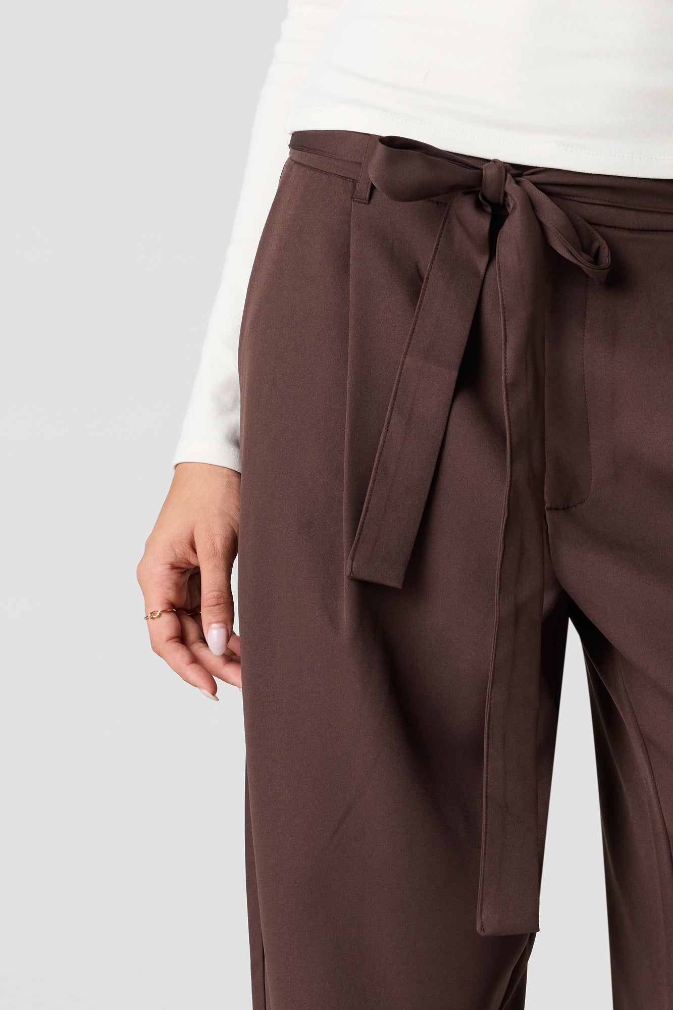 Belted Wide Leg Dress Pant