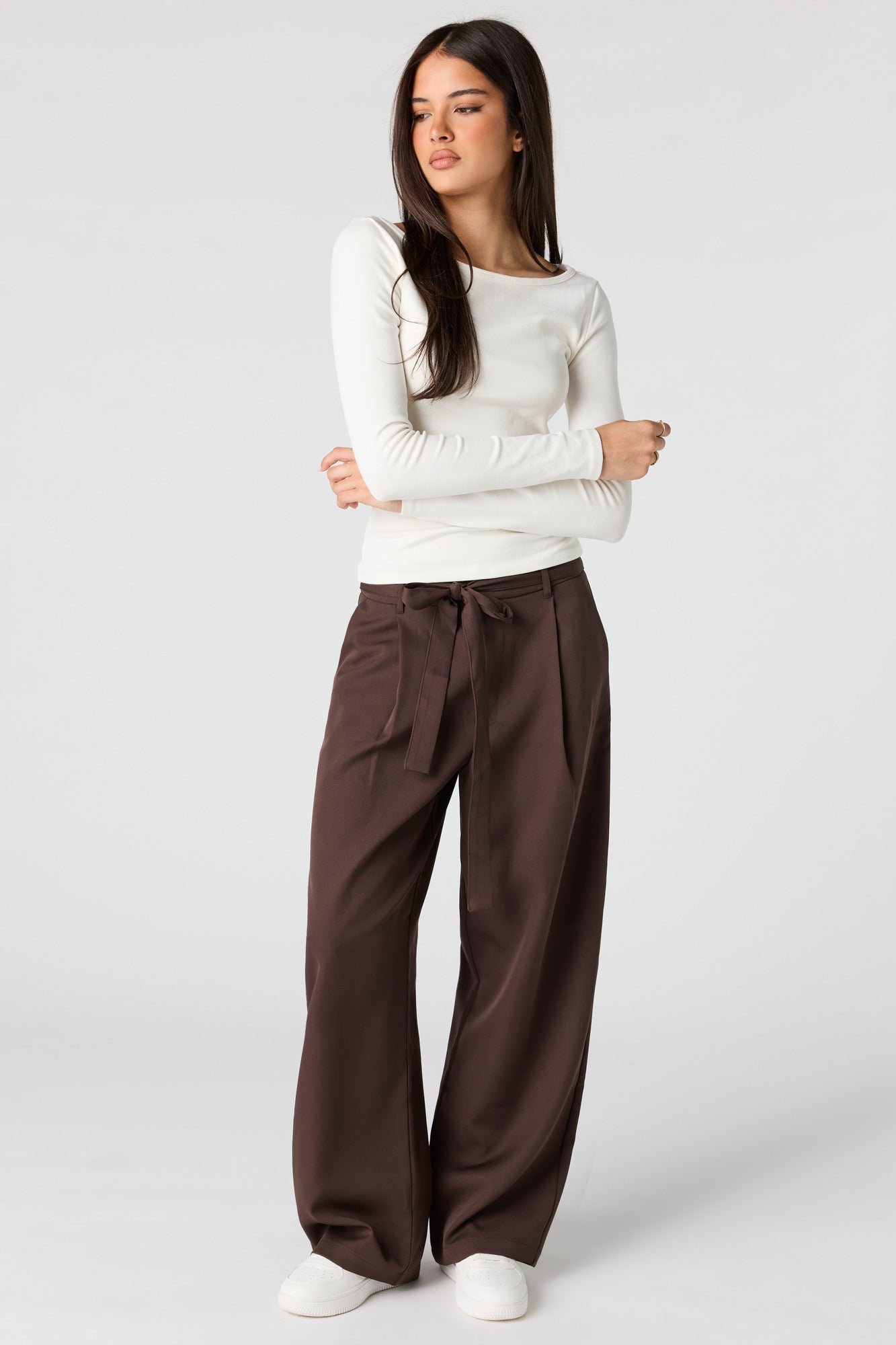 Belted Wide Leg Dress Pant