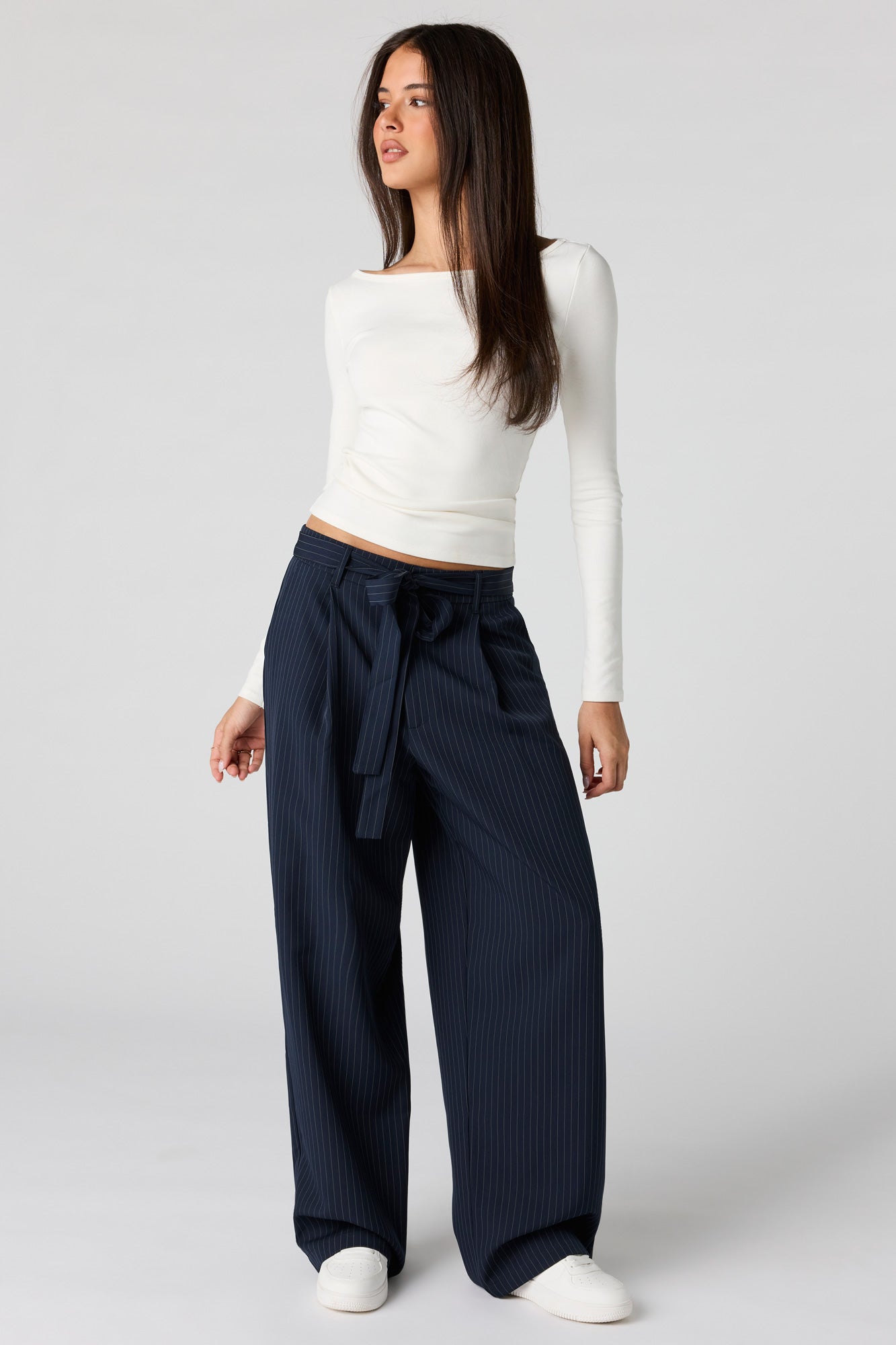 Belted Wide Leg Dress Pant