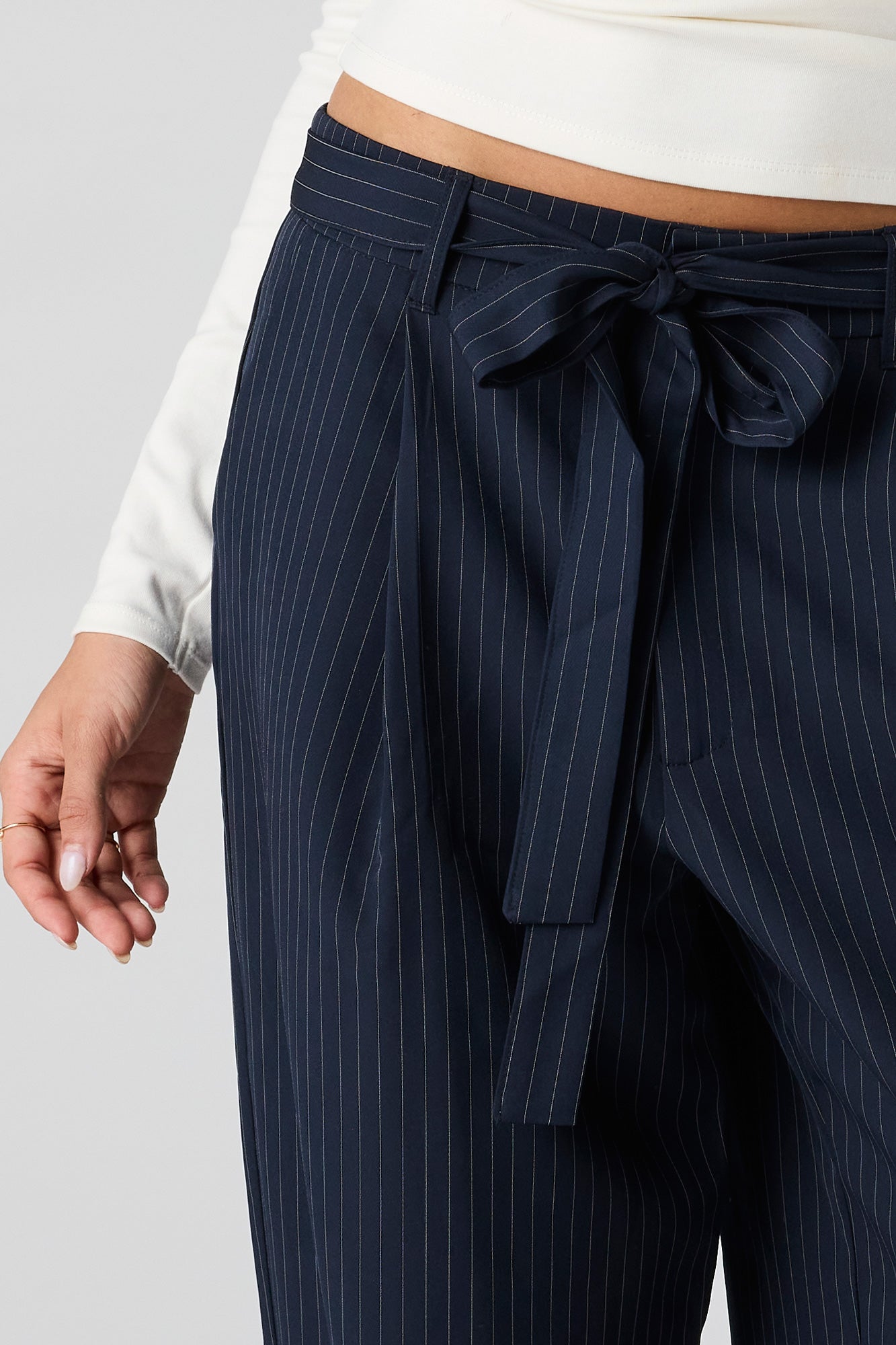 Belted Wide Leg Dress Pant