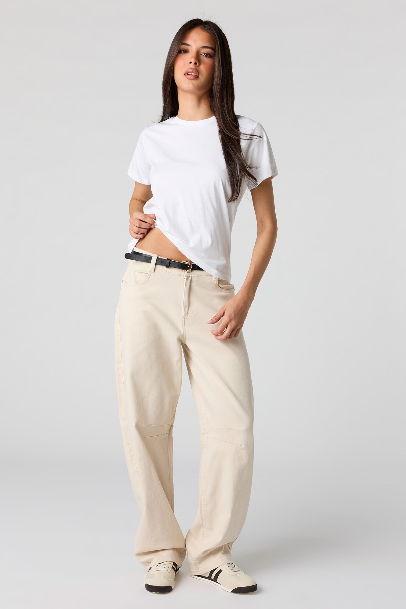 Mid Rise Barrel Leg Pant