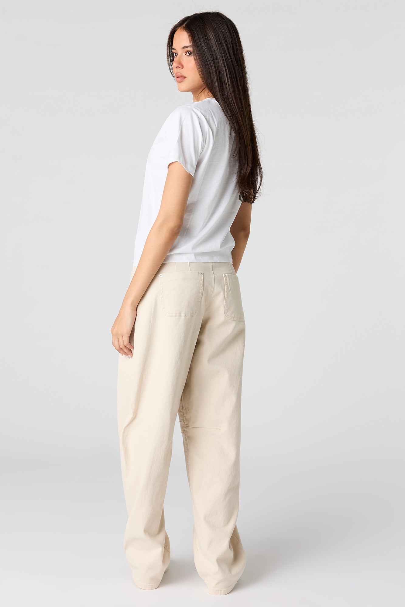 Mid Rise Barrel Leg Pant