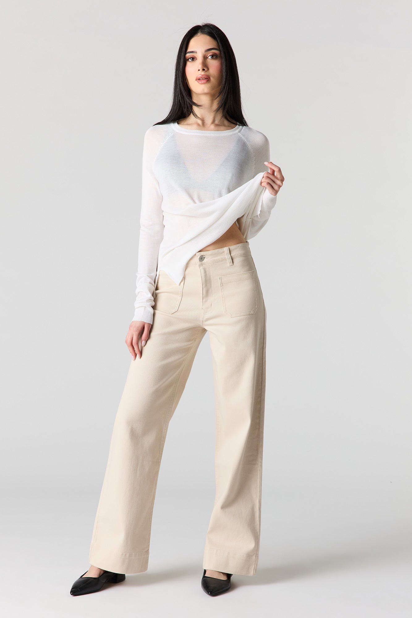 Mid Rise Twill Pant