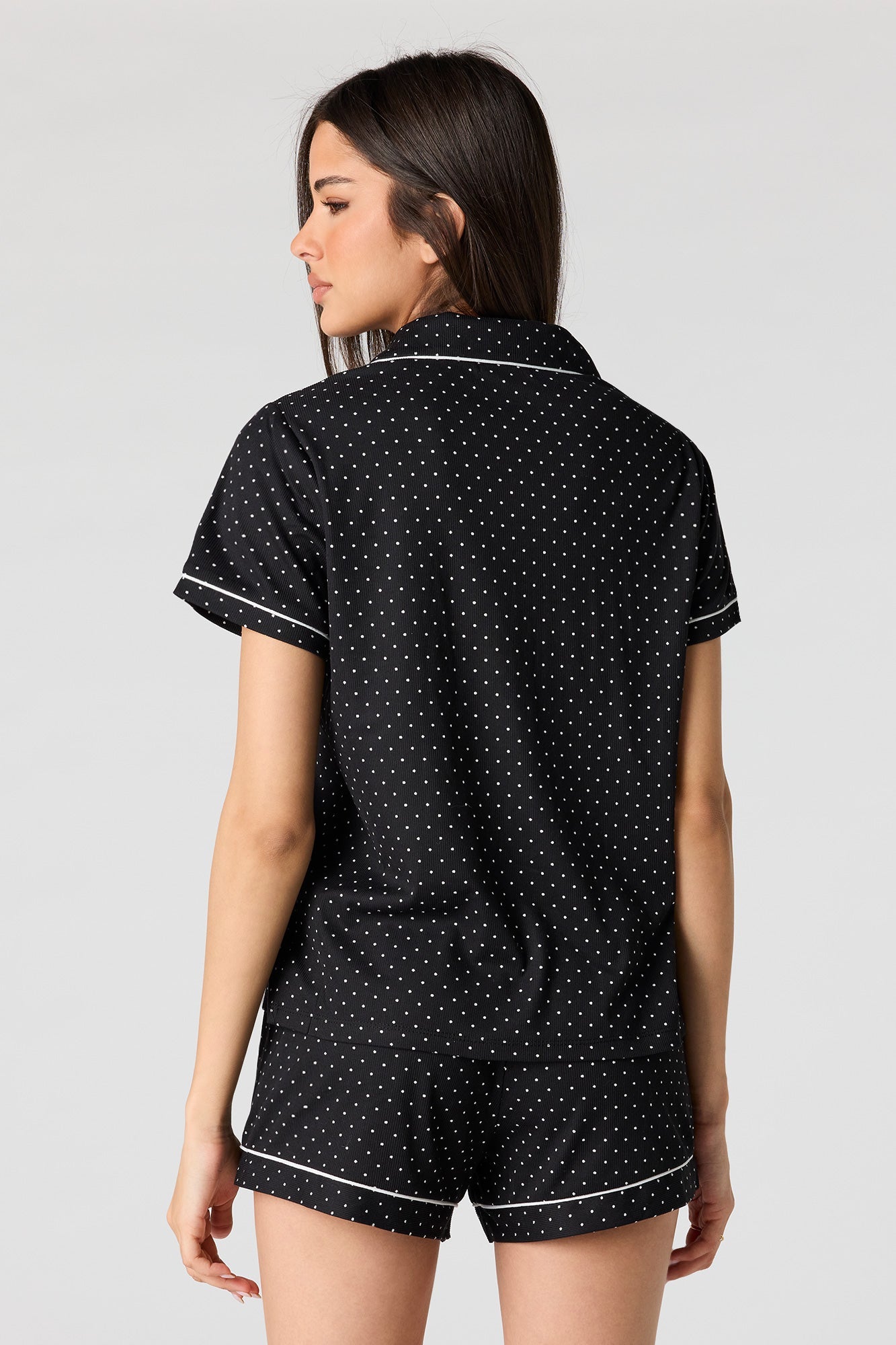 Printed Button-Up Top & Short Pajama Set
