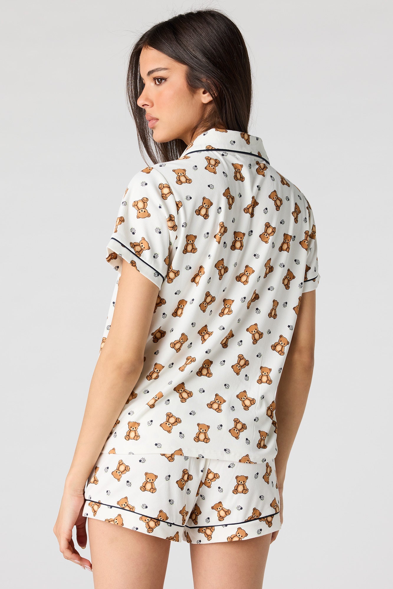 Printed Button-Up Top & Short Pajama Set