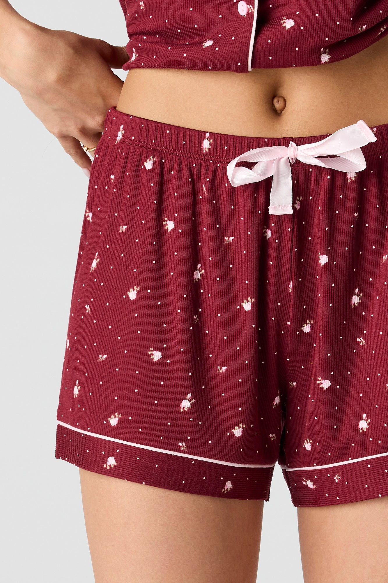Printed Button-Up Top & Short Pajama Set