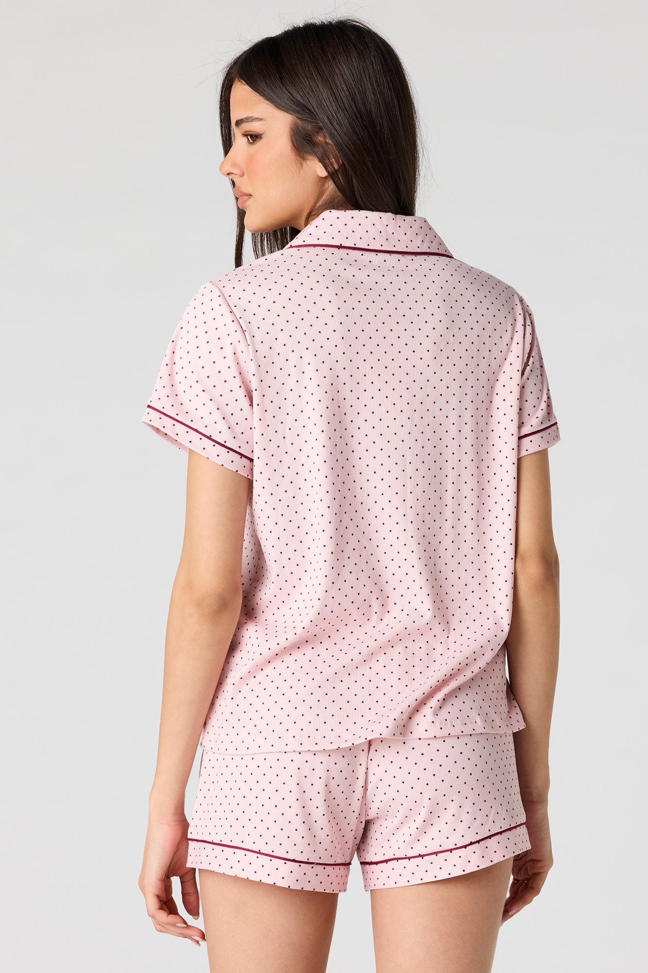 Printed Button-Up Top & Short Pajama Set