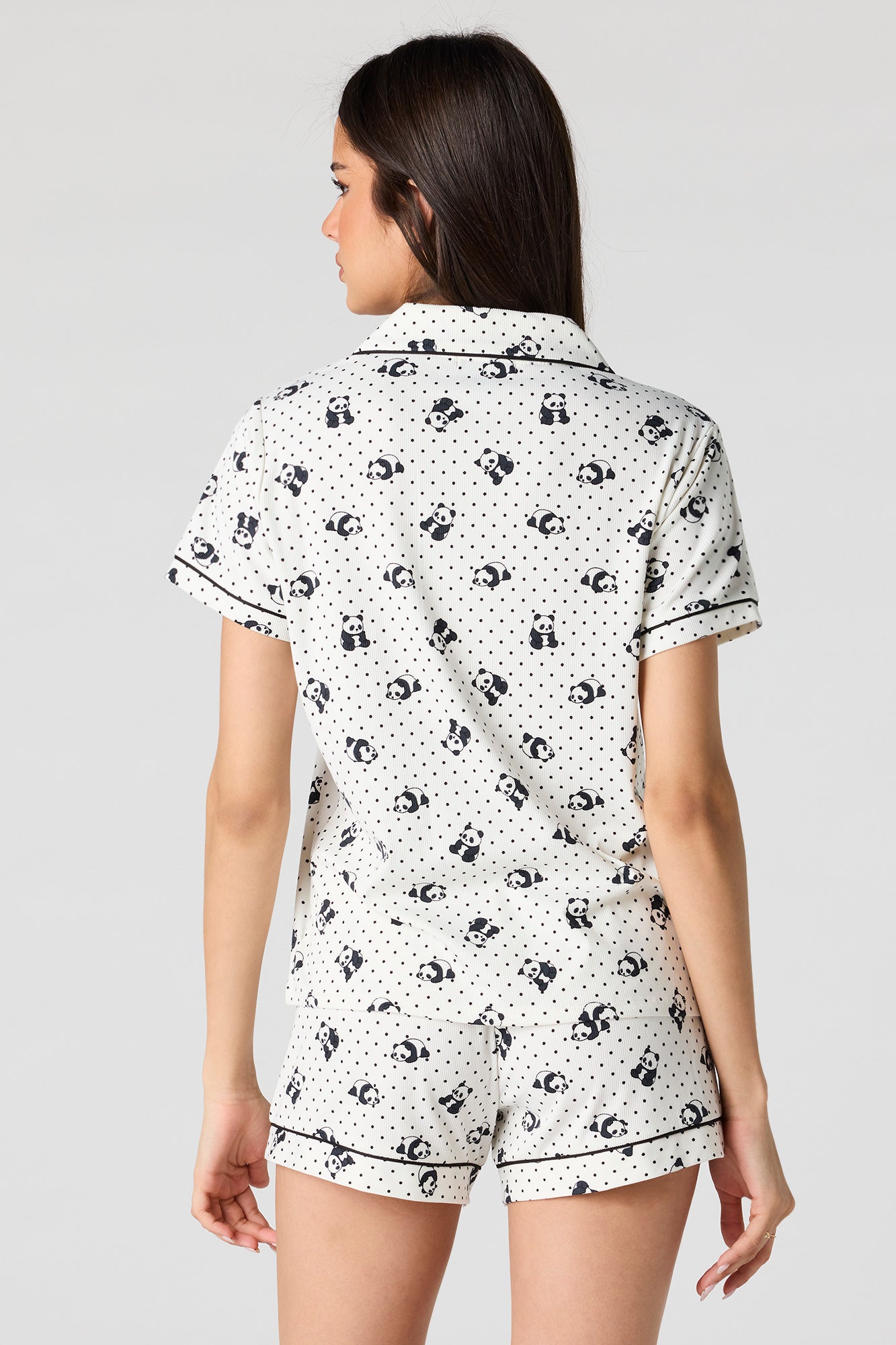 Printed Button-Up Top & Short Pajama Set