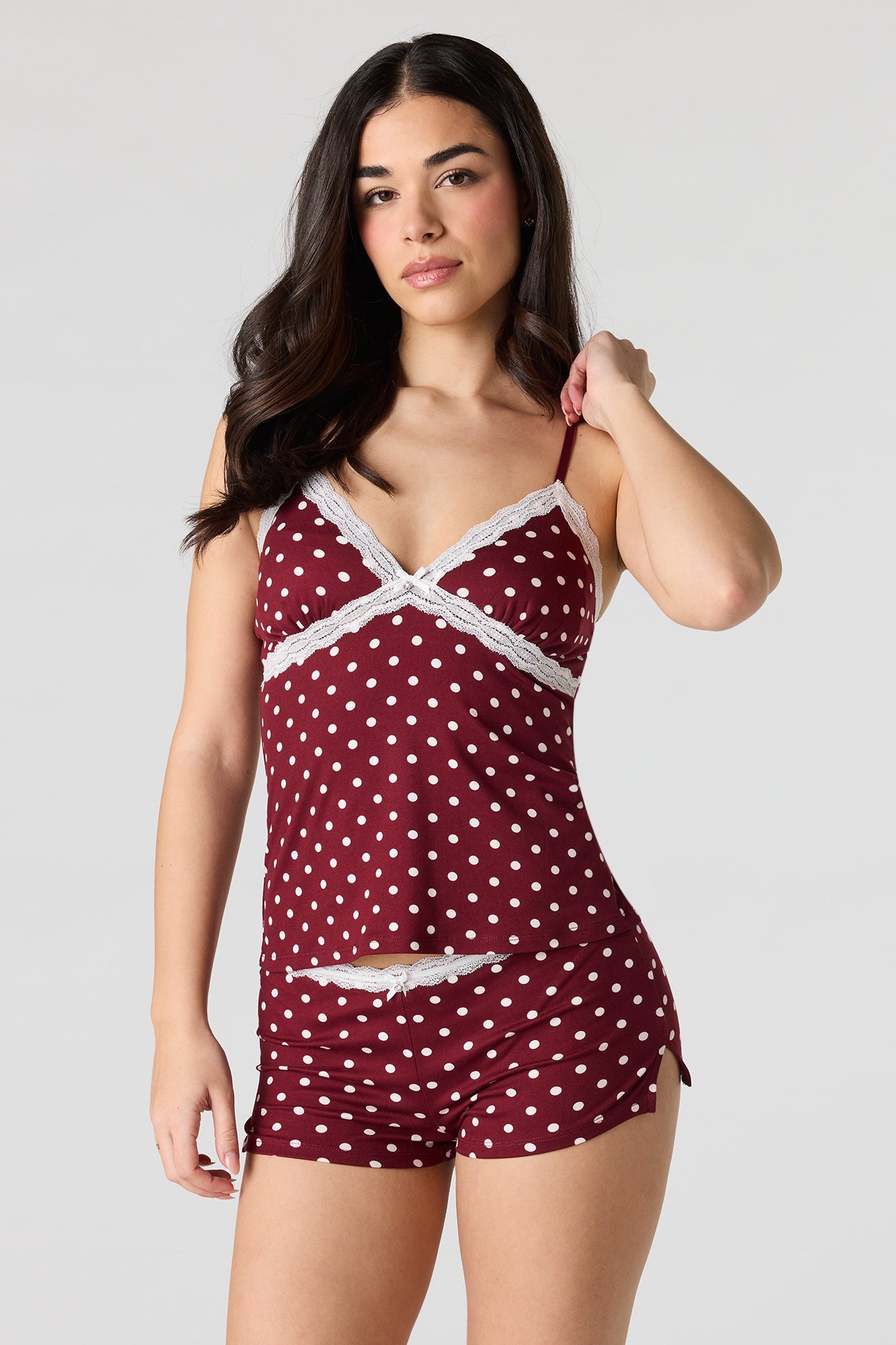 Printed Lace Tank & Short Pajama Set