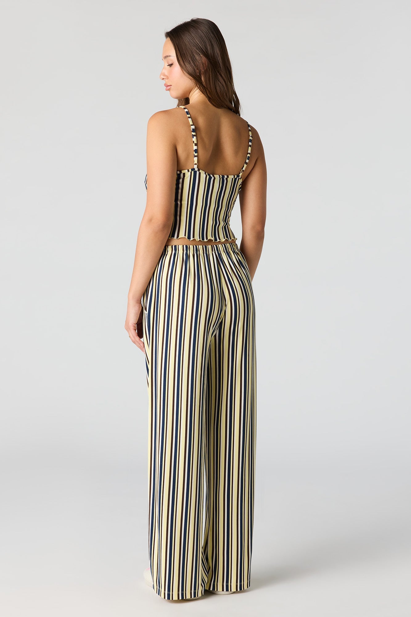 Ribbed Printed Top, Short & Pant 3 Piece Pajama Set