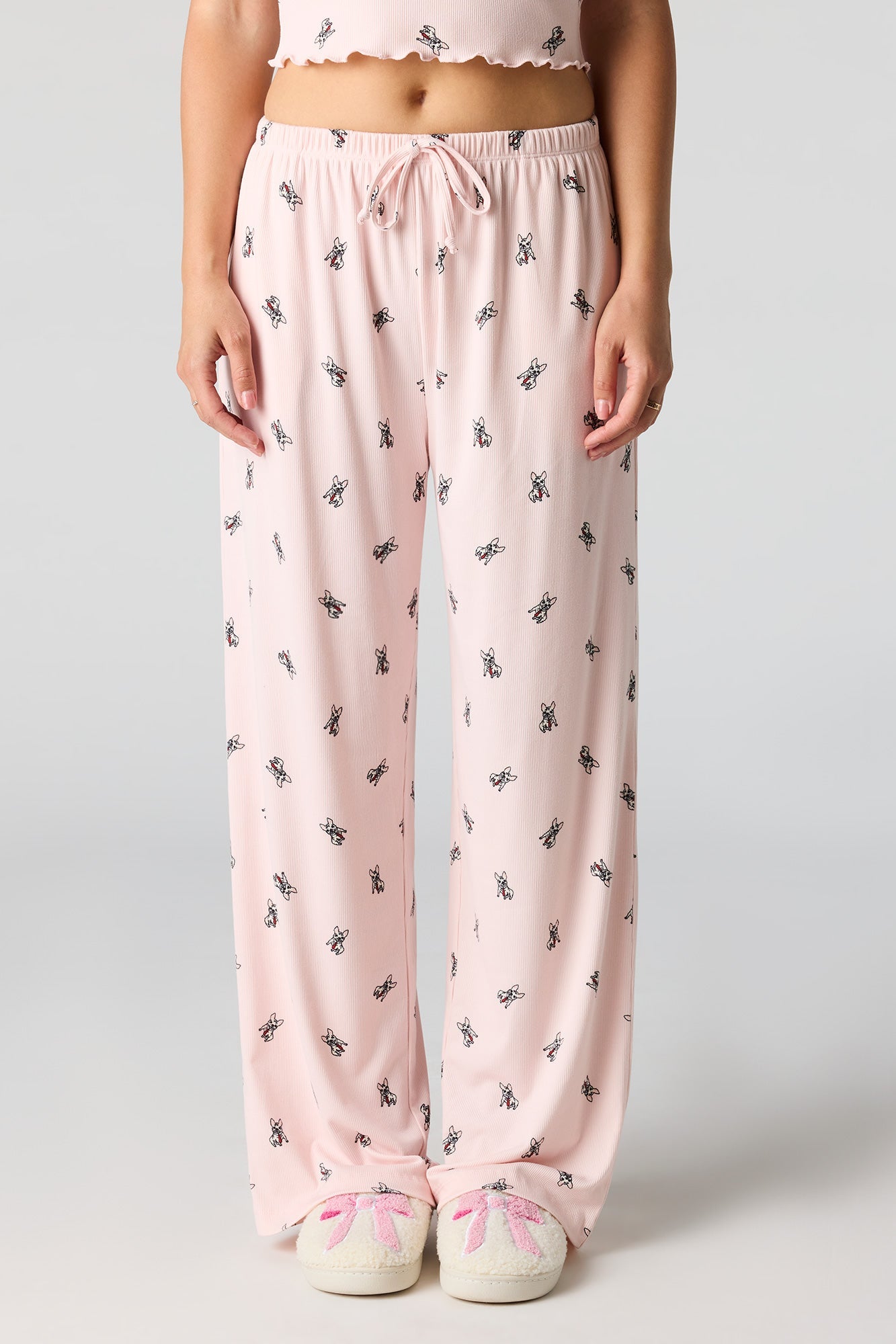 Ribbed Printed Top, Short & Pant 3 Piece Pajama Set