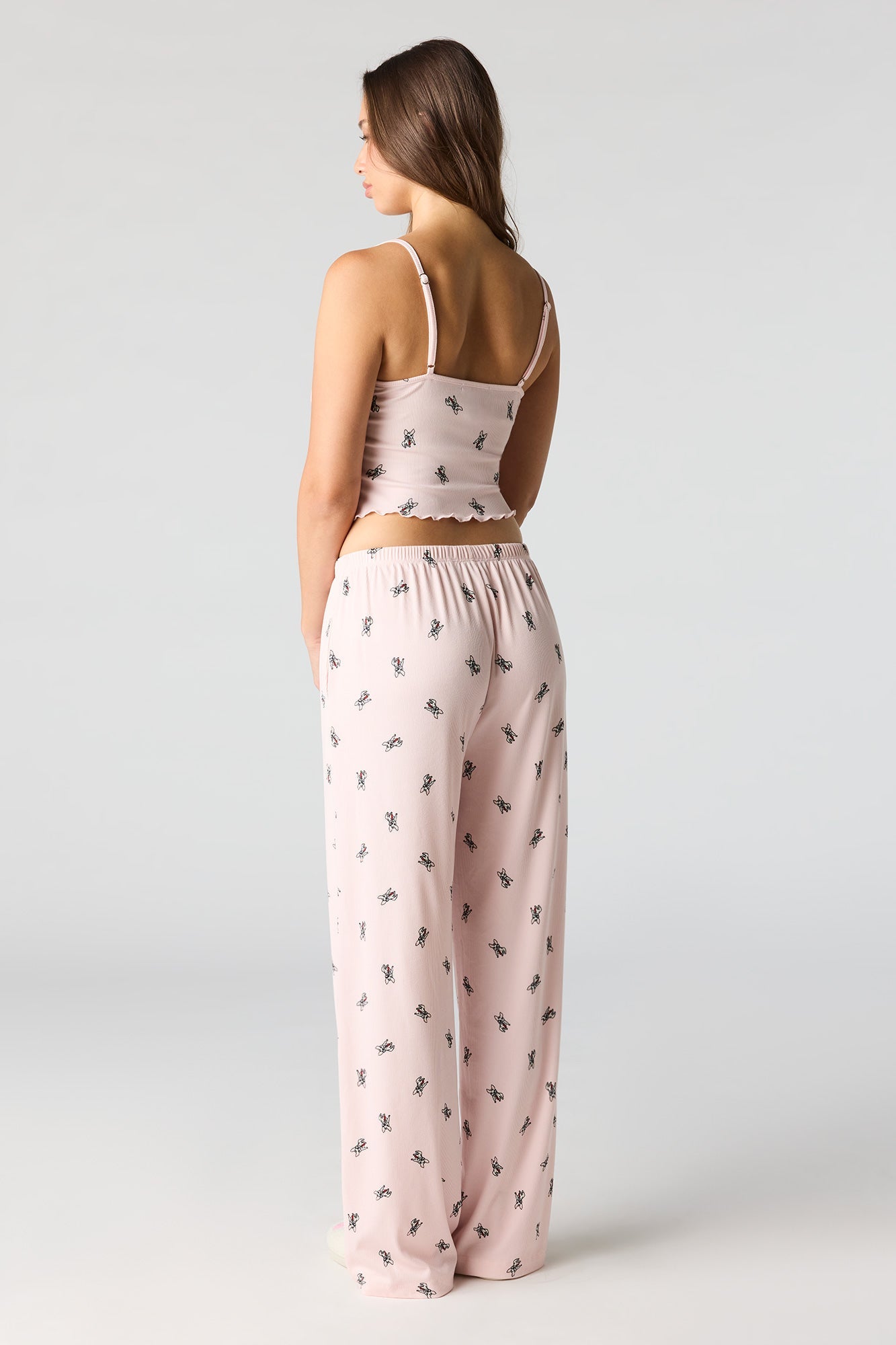 Ribbed Printed Top, Short & Pant 3 Piece Pajama Set