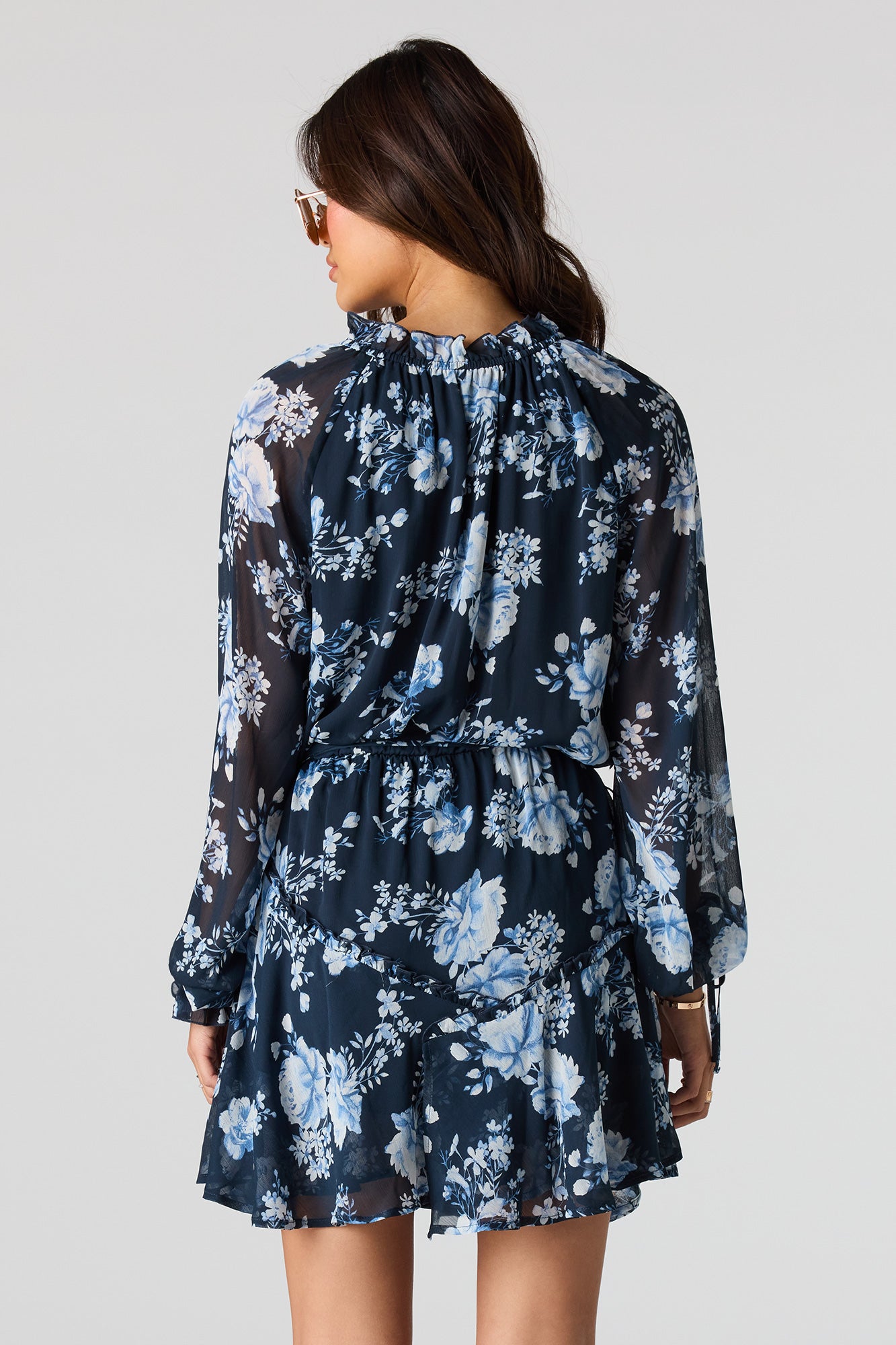 Chiffon Long Sleeve Mini Dress