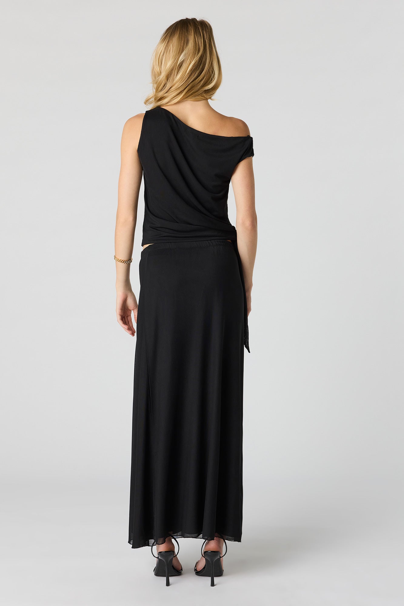 Mesh Slit Maxi Skirt
