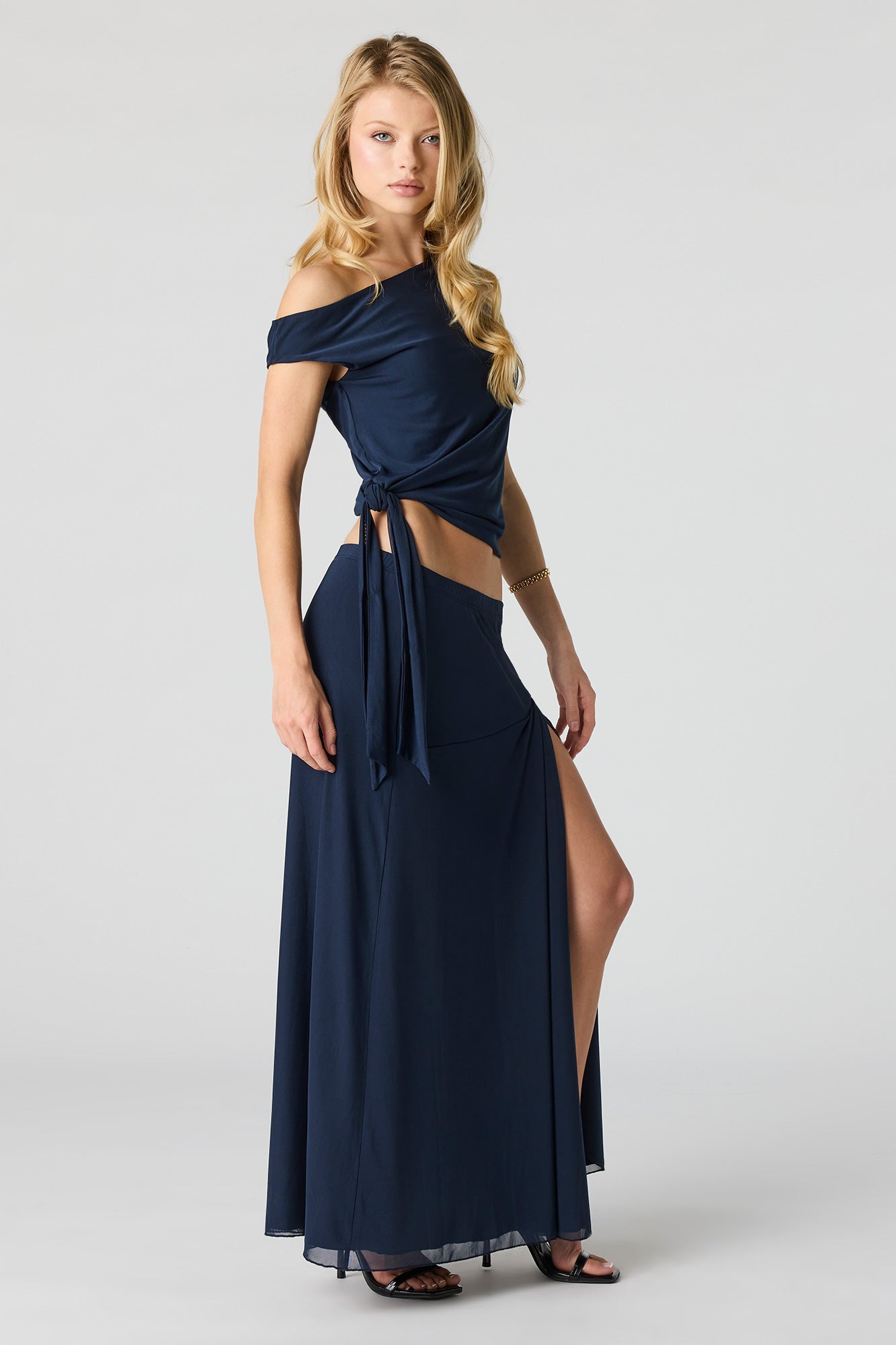 Mesh Slit Maxi Skirt