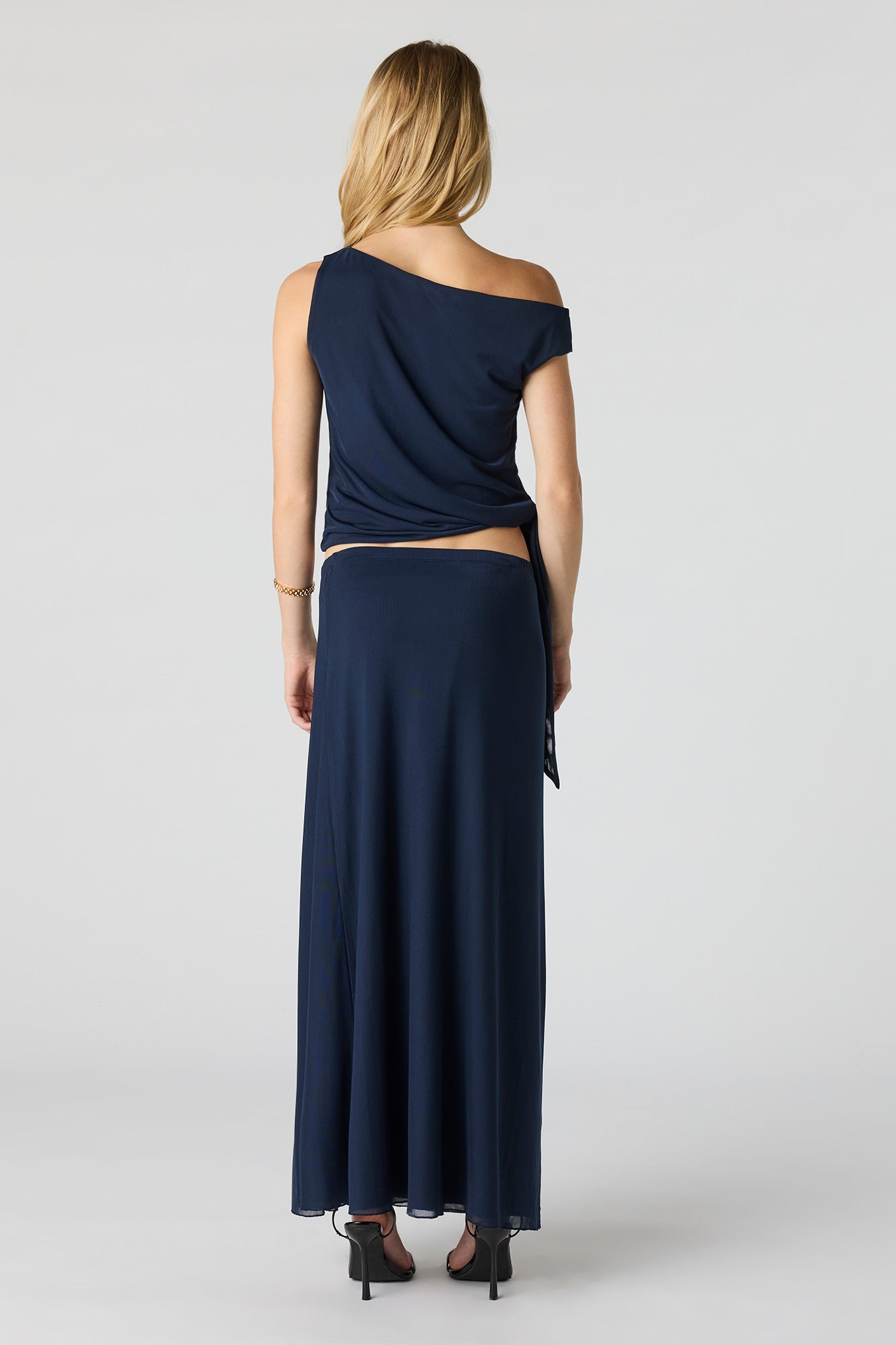 Mesh Slit Maxi Skirt