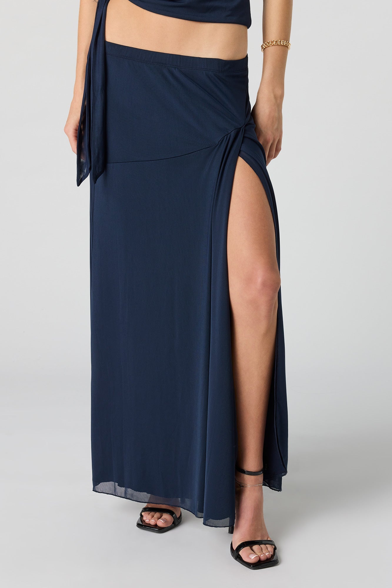 Mesh Slit Maxi Skirt