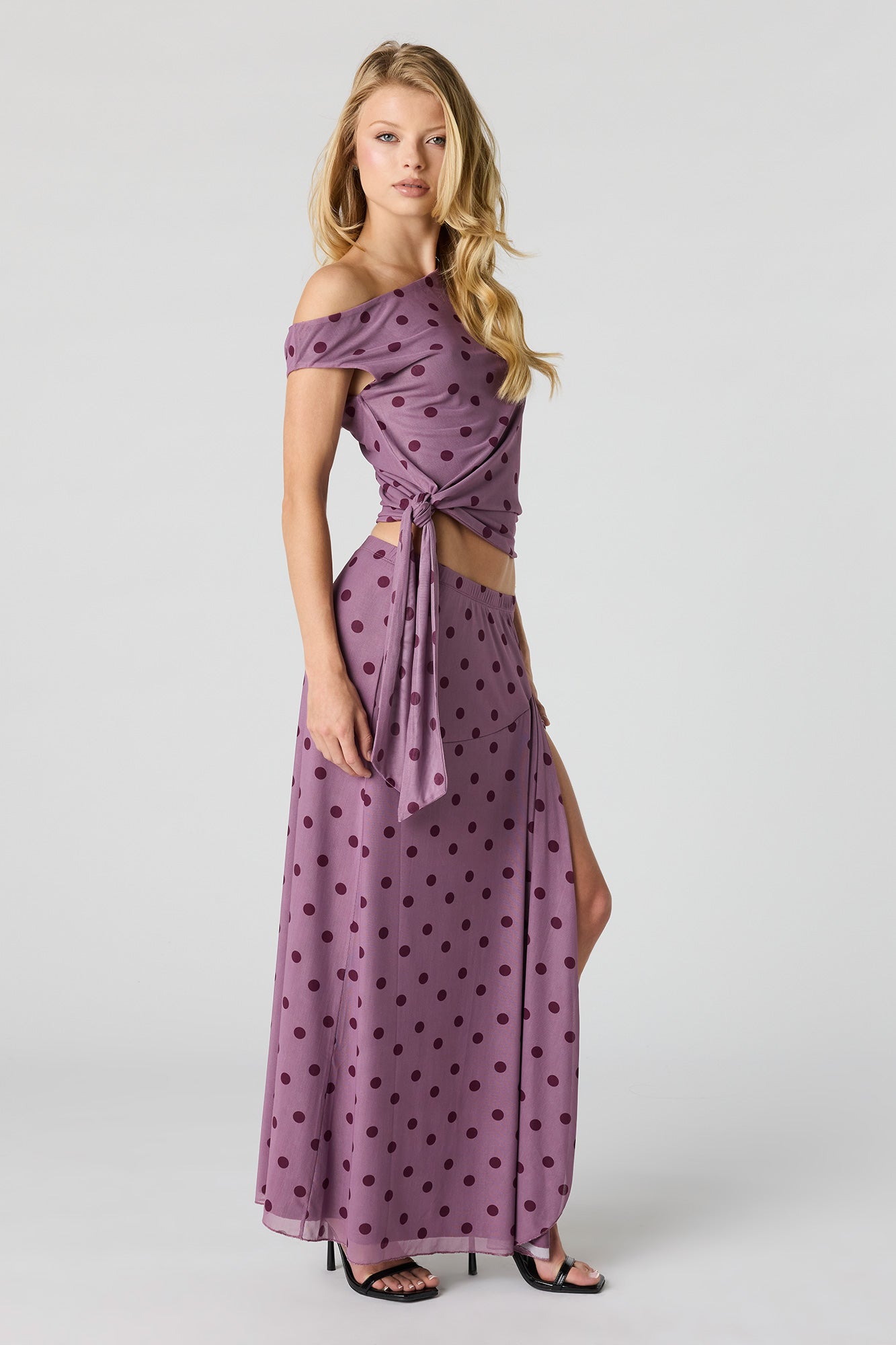 Mesh Slit Maxi Skirt