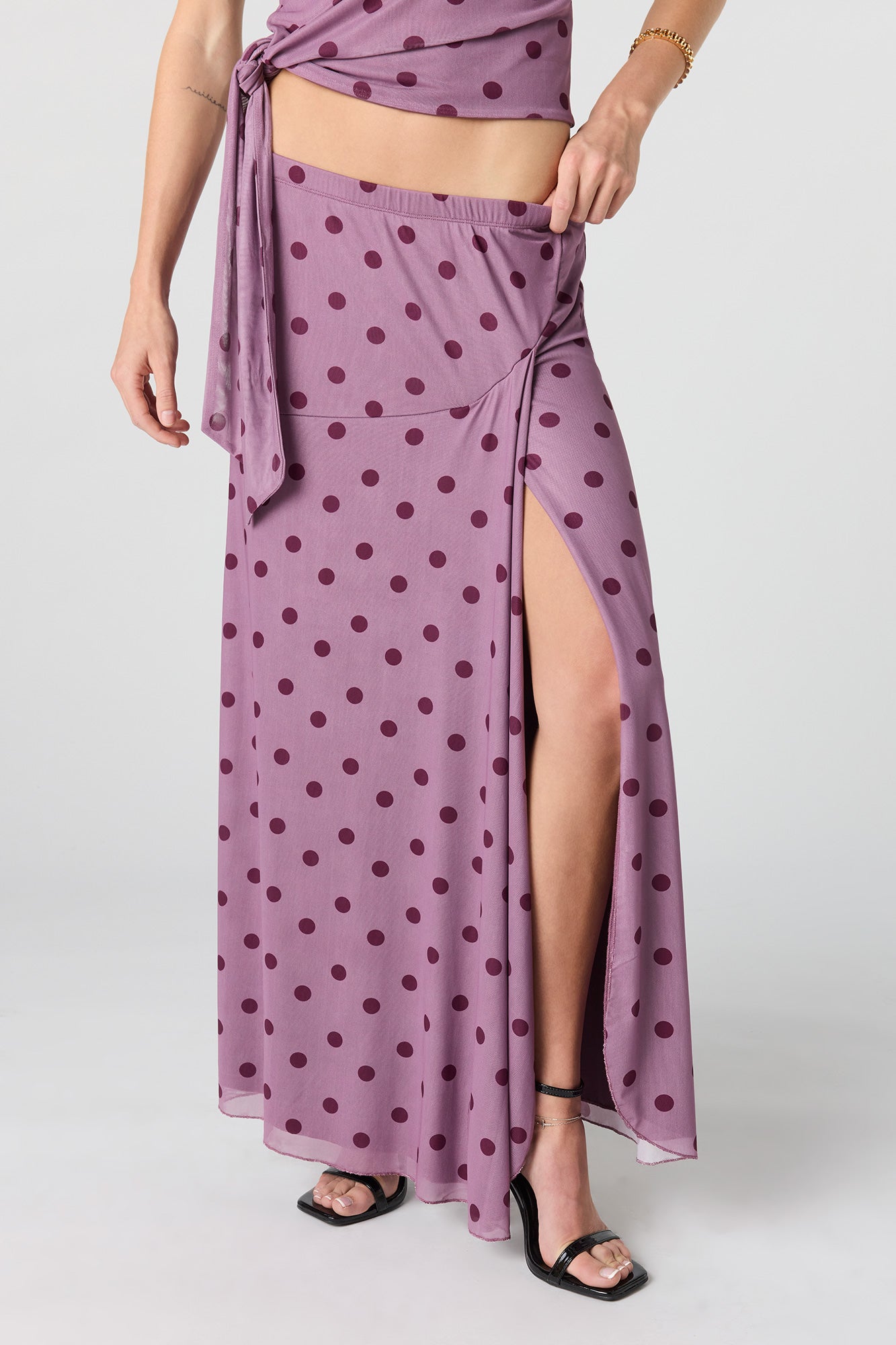 Mesh Slit Maxi Skirt