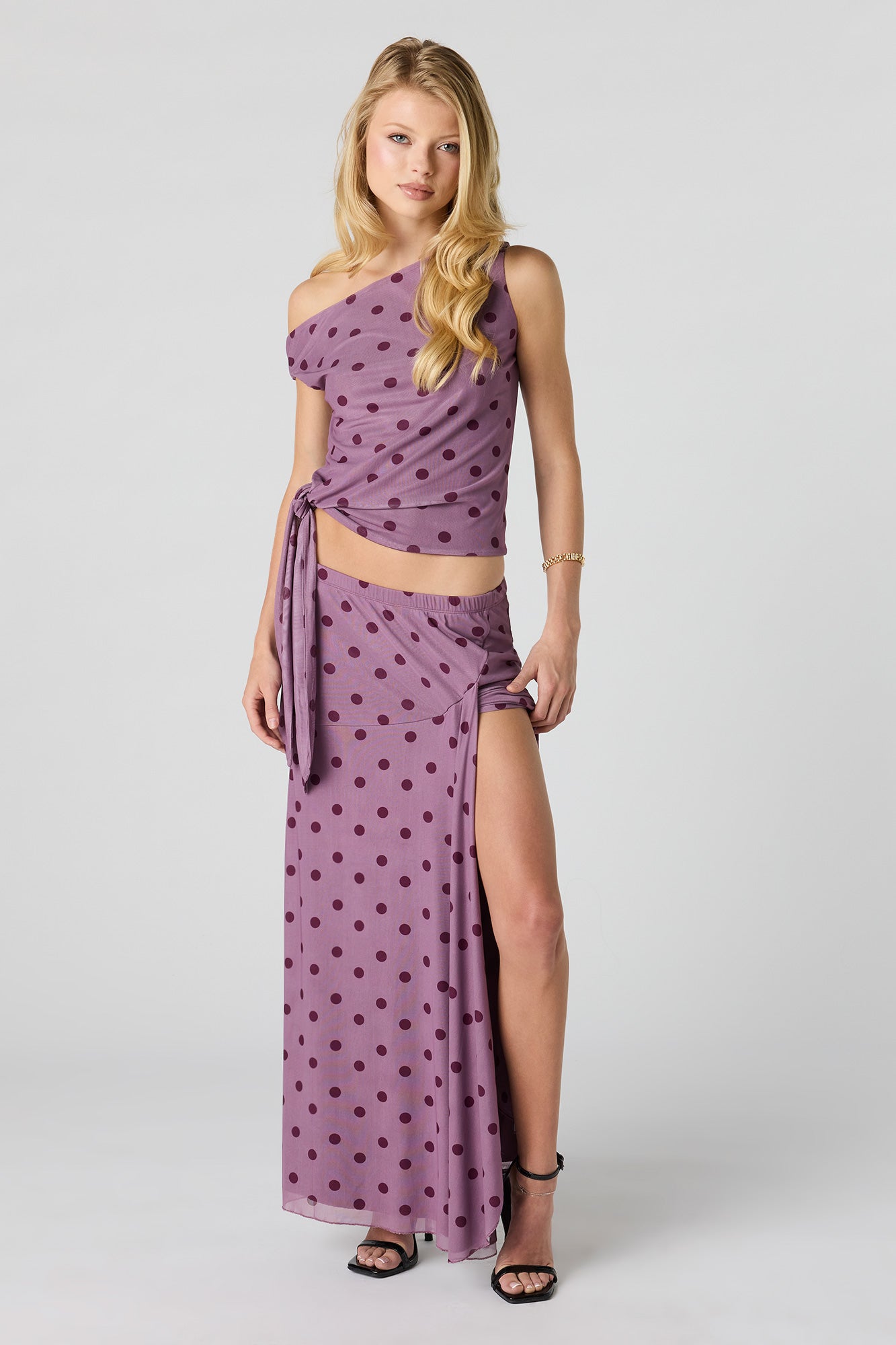 Mesh Slit Maxi Skirt