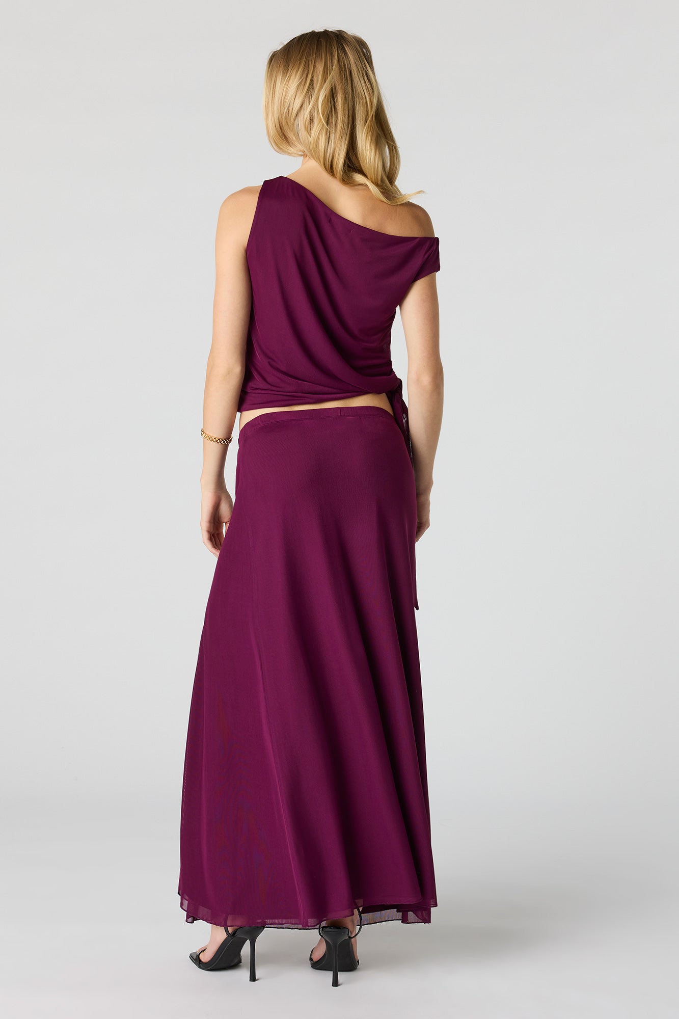 Mesh Slit Maxi Skirt