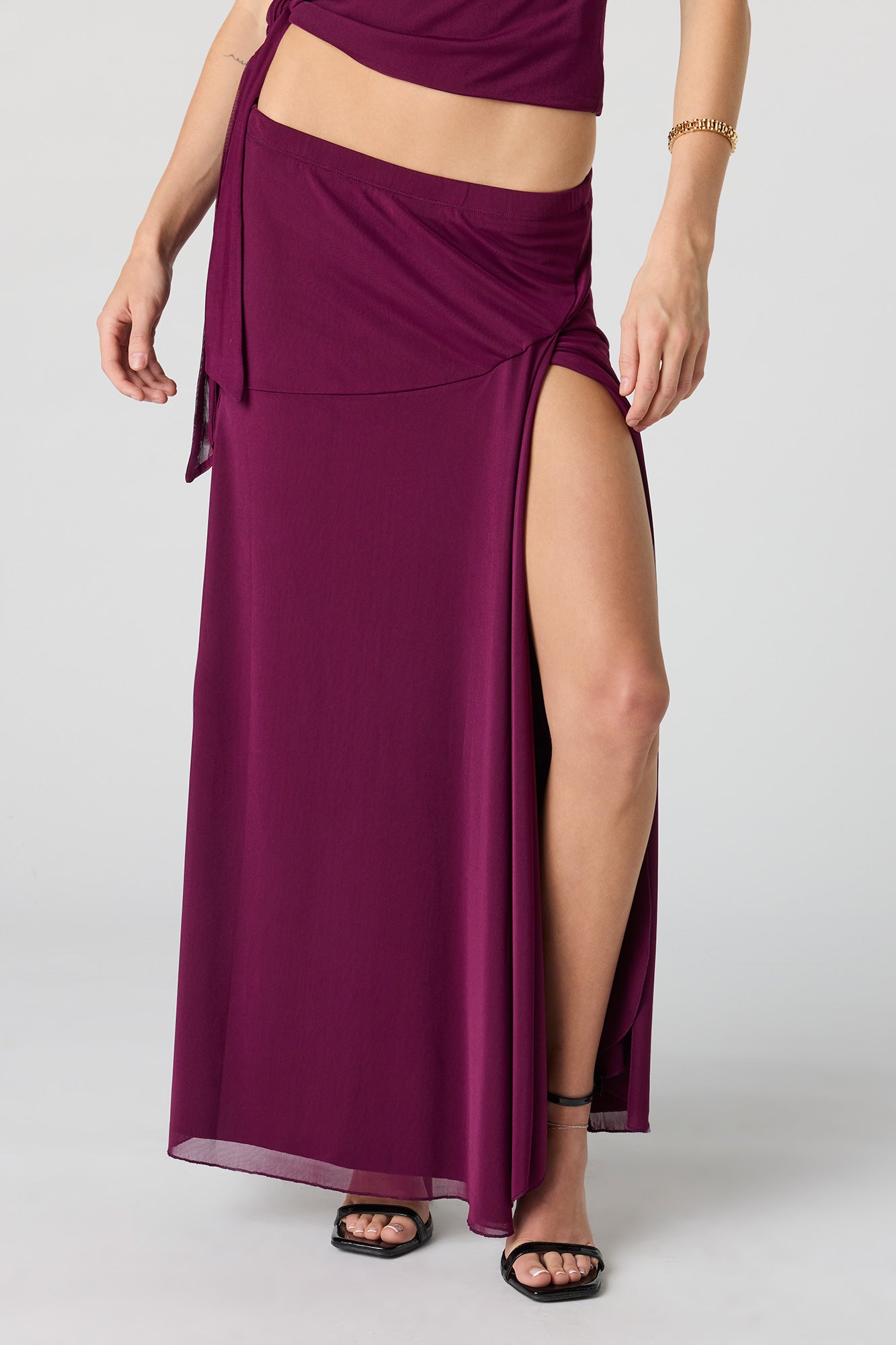 Mesh Slit Maxi Skirt