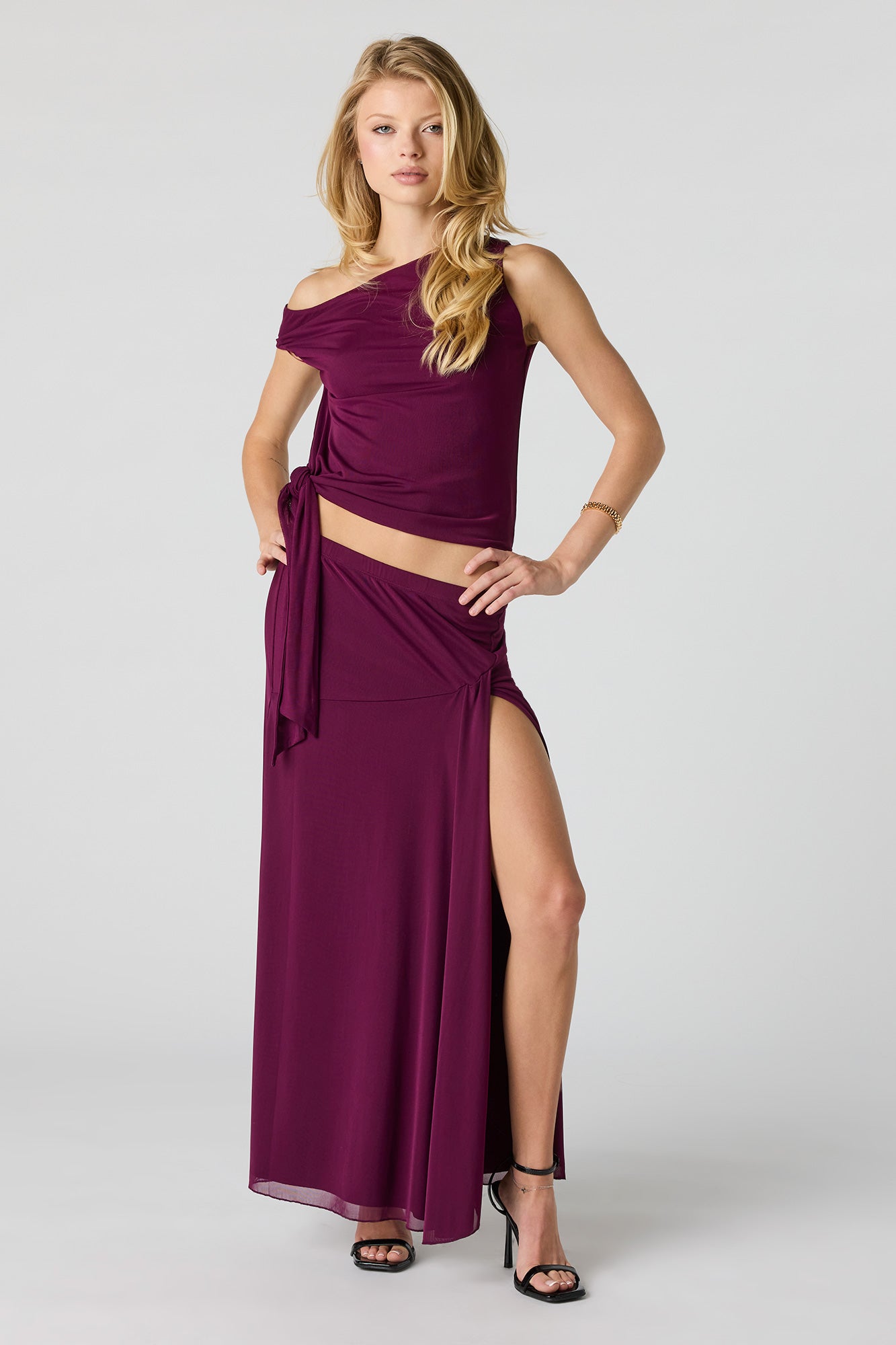 Mesh Slit Maxi Skirt