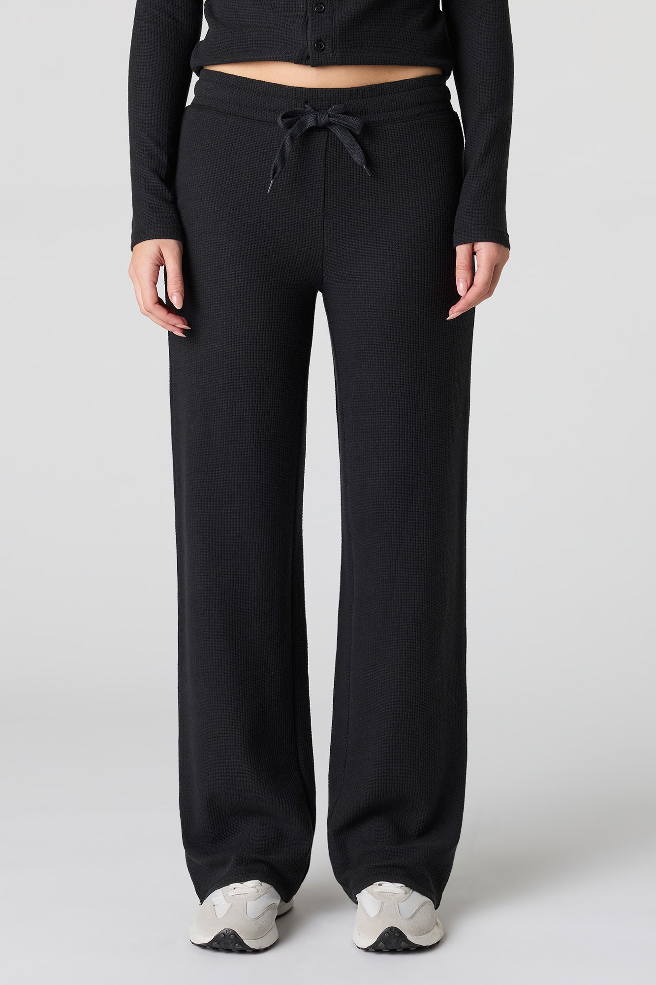 Waffle Knit Straight Leg Pant