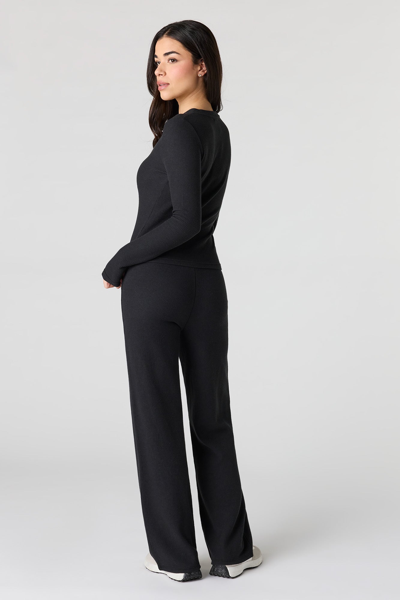 Waffle Knit Straight Leg Pant