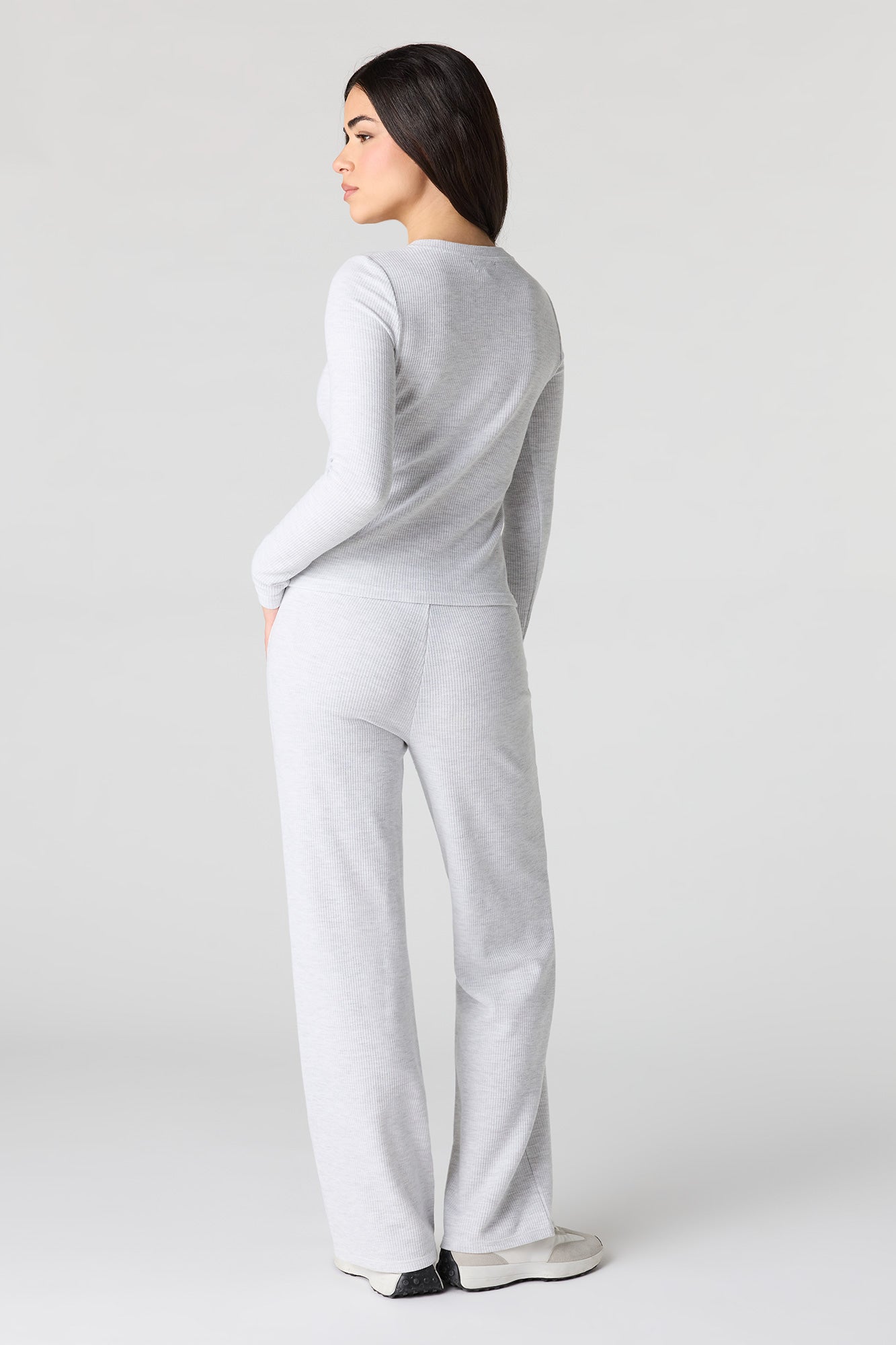 Waffle Knit Straight Leg Pant