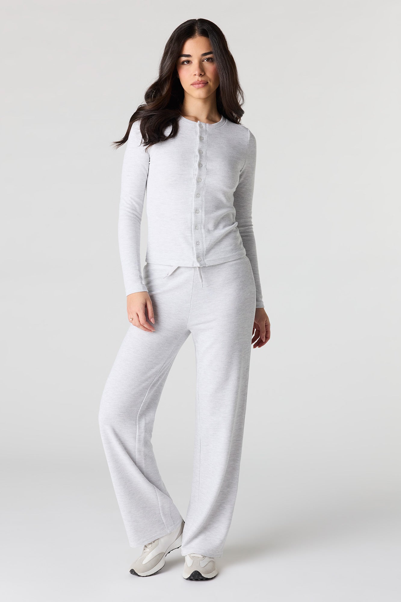 Waffle Knit Straight Leg Pant