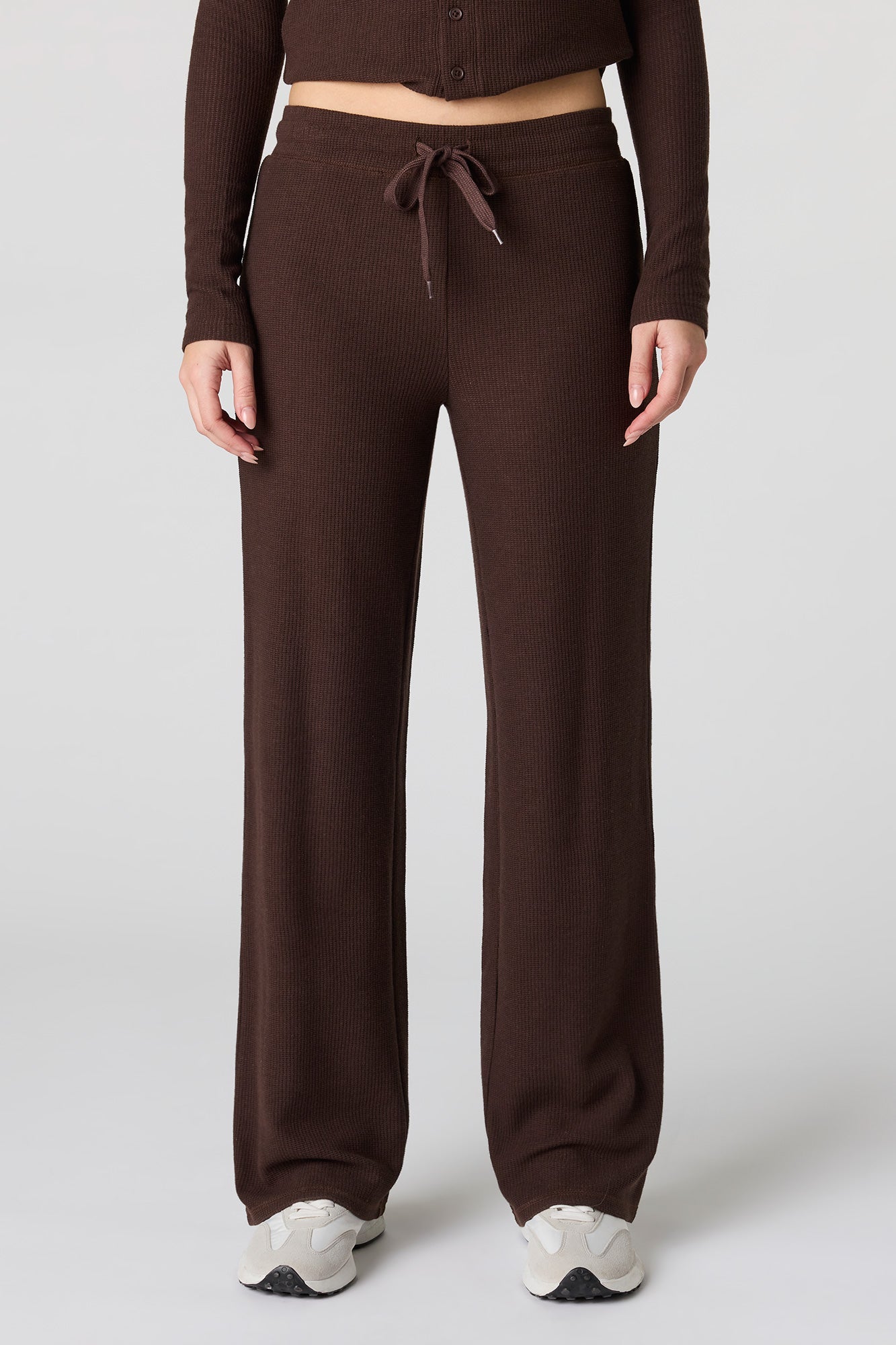 Waffle Knit Straight Leg Pant