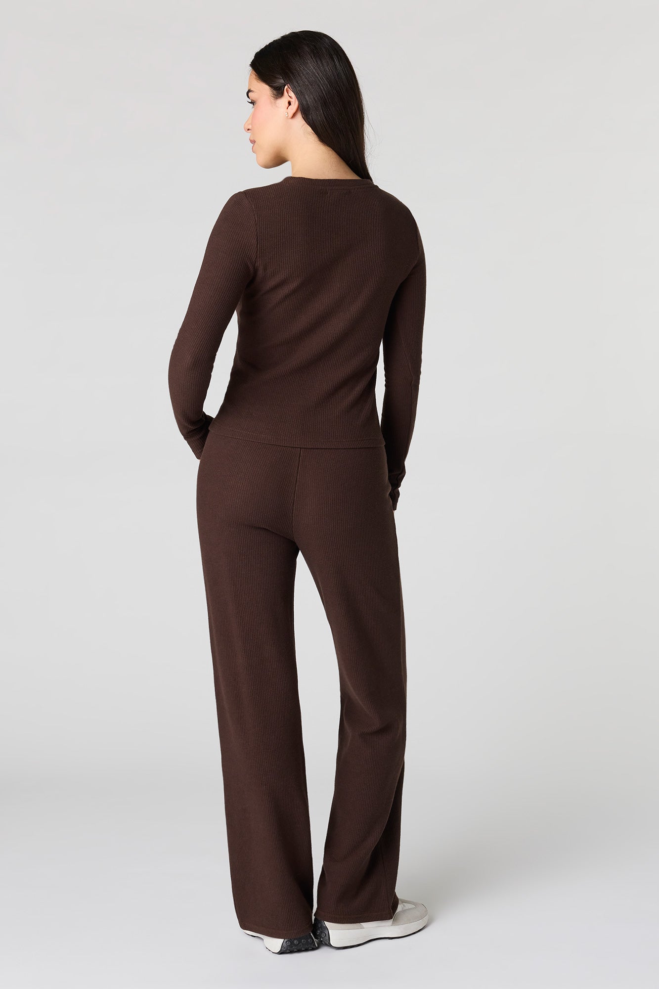 Waffle Knit Straight Leg Pant
