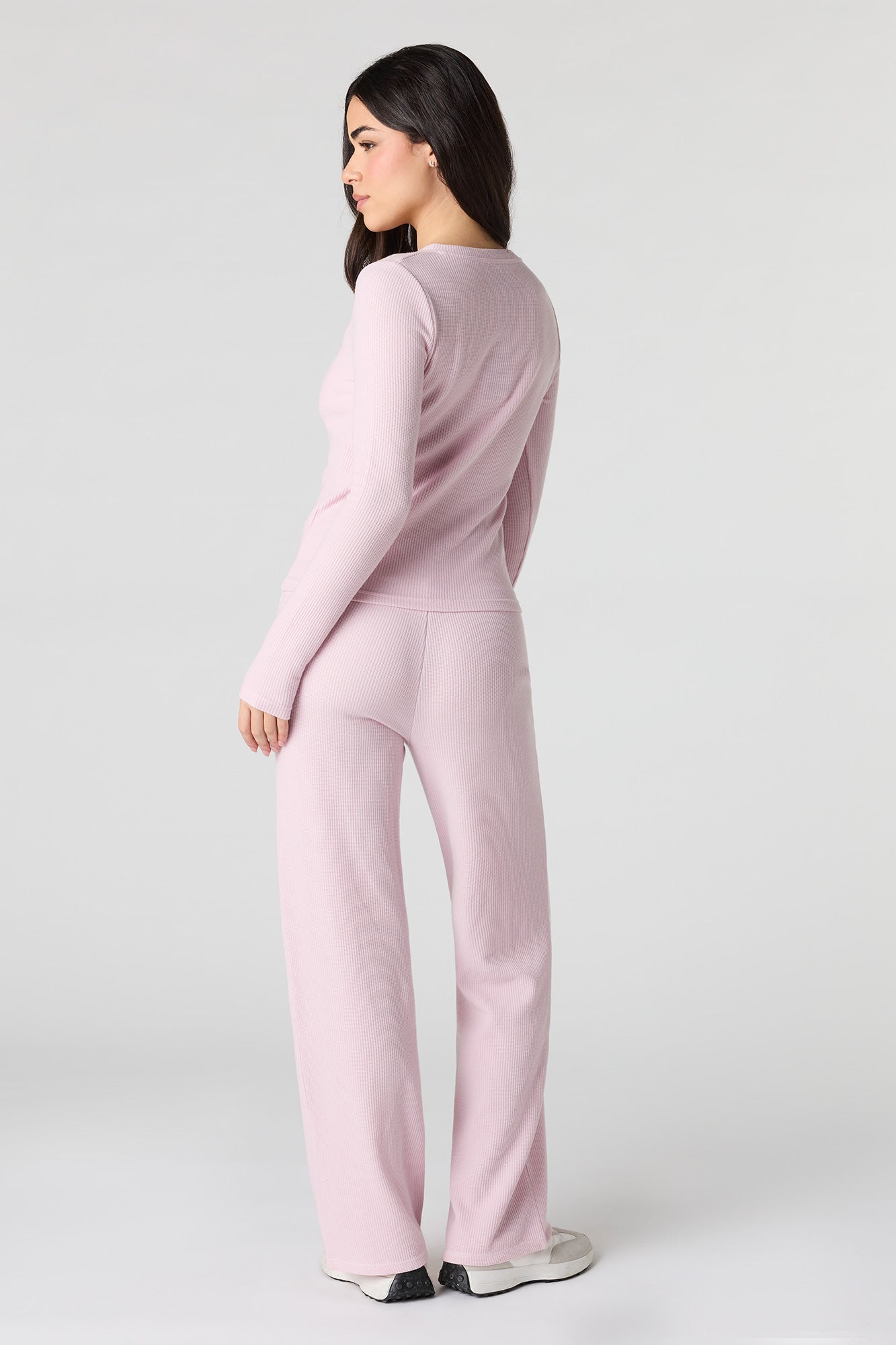 Waffle Knit Straight Leg Pant