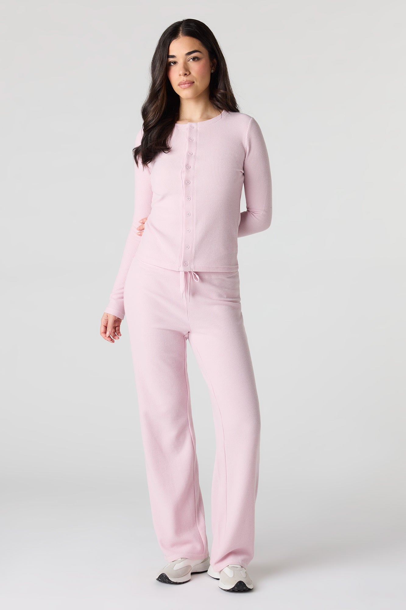 Waffle Knit Straight Leg Pant