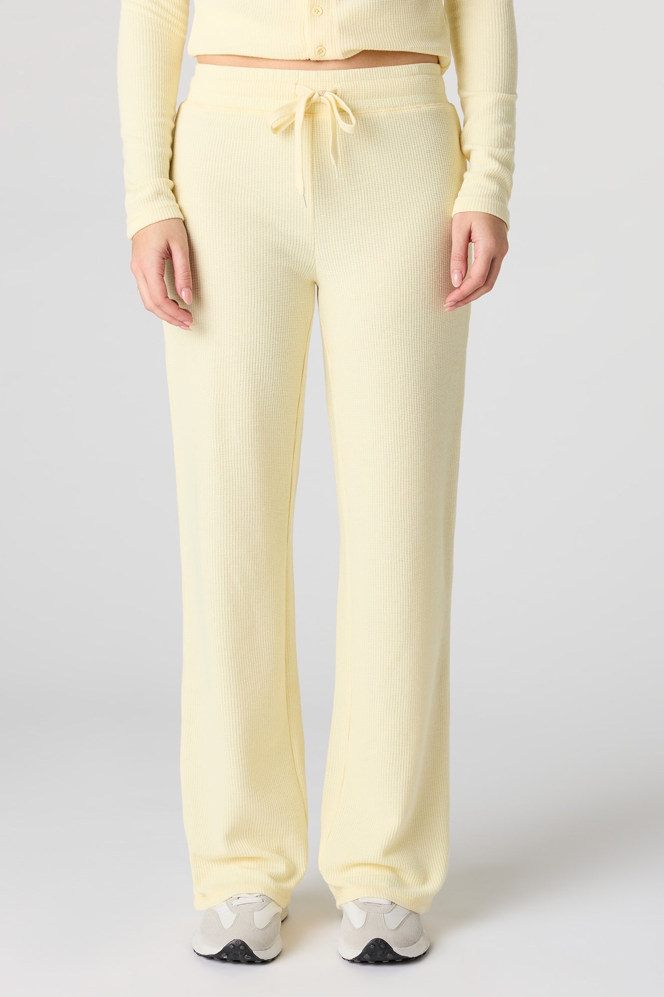 Waffle Knit Straight Leg Pant