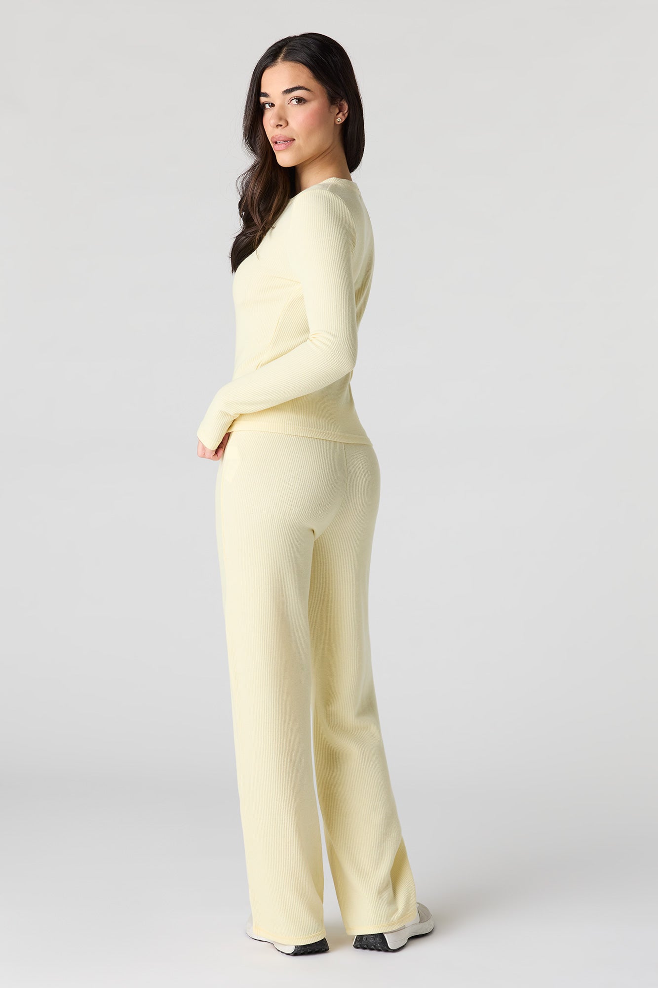 Waffle Knit Straight Leg Pant