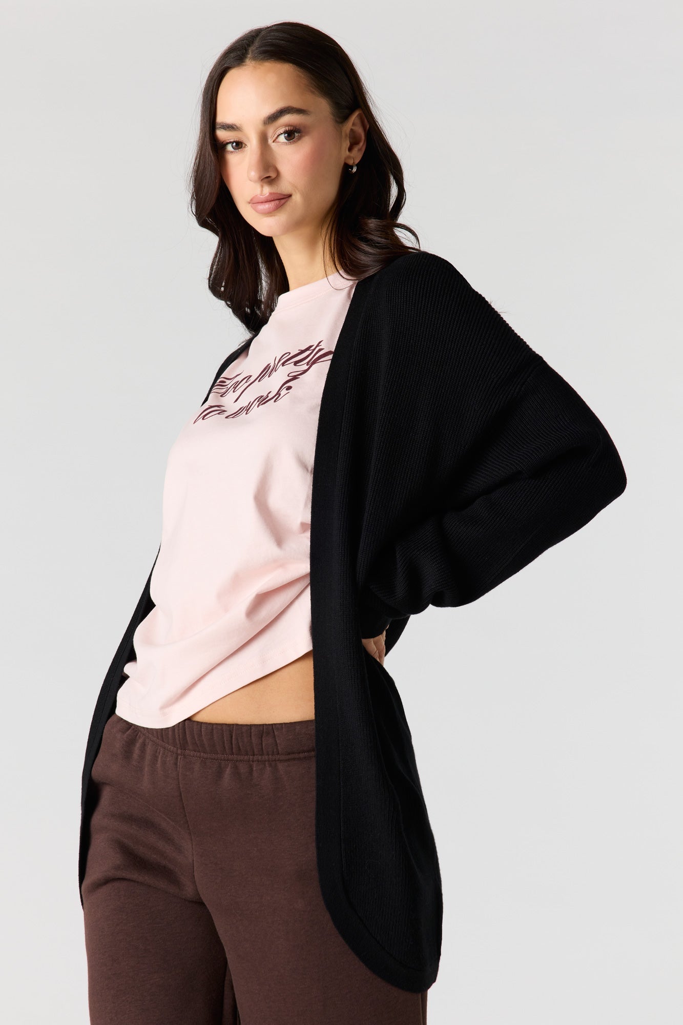 Ribbed Open Front Cardigan