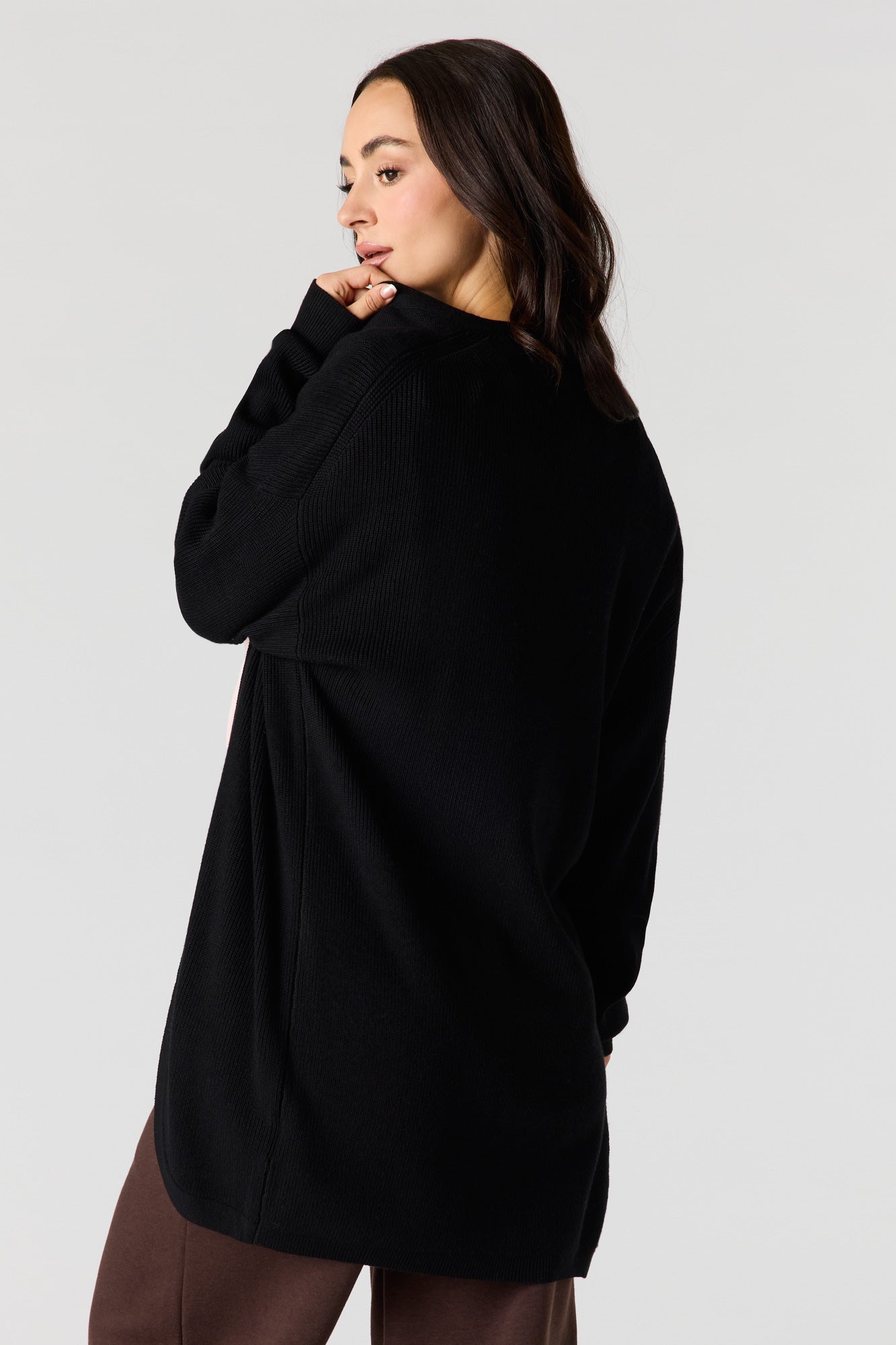 Ribbed Open Front Cardigan