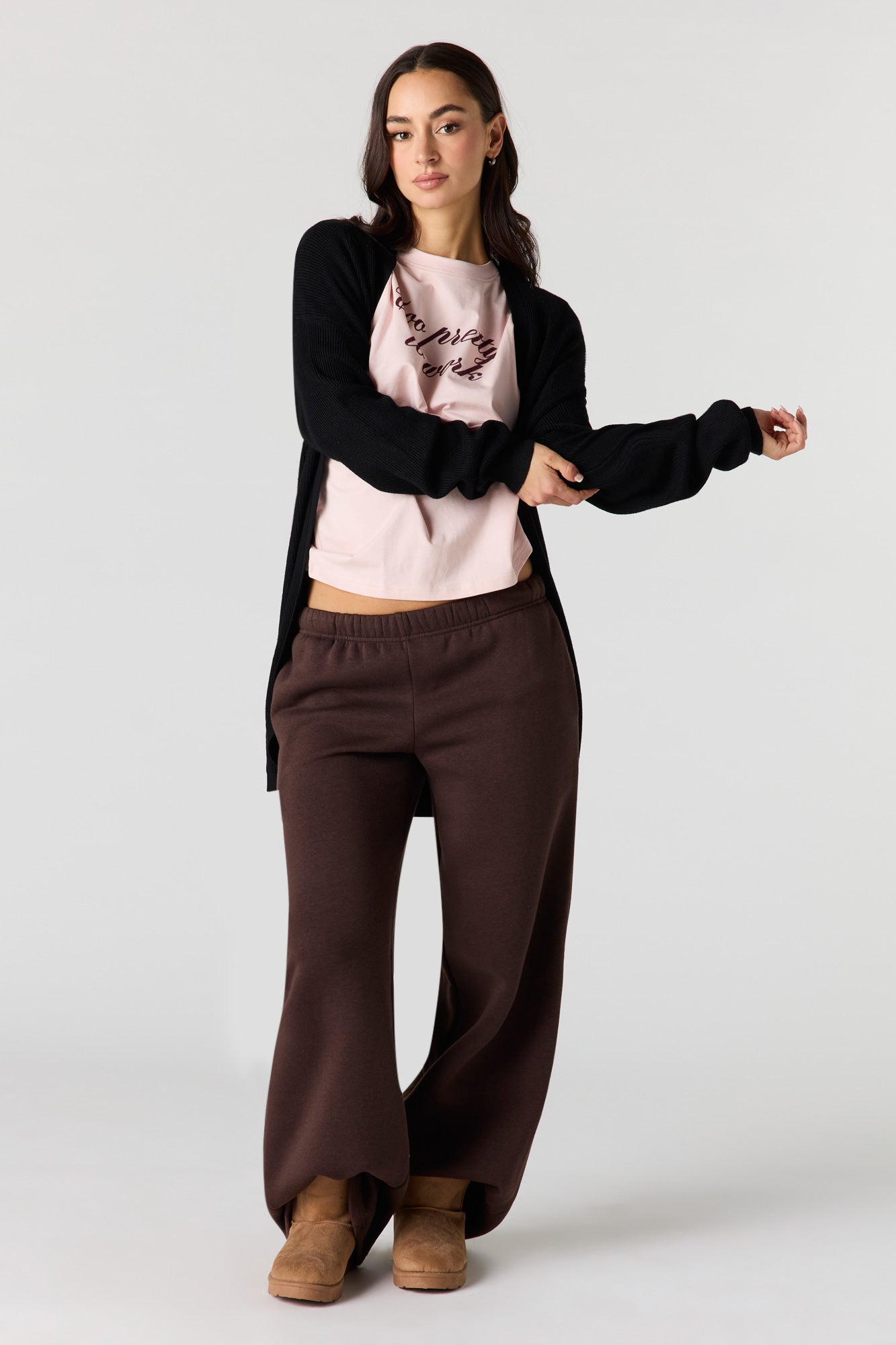 Ribbed Open Front Cardigan