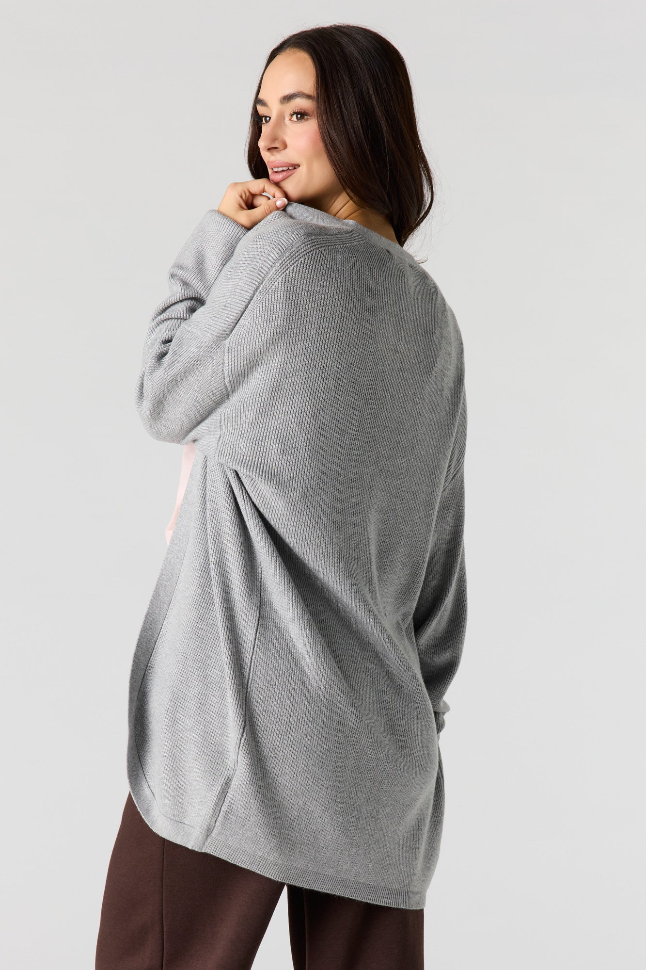 Ribbed Open Front Cardigan